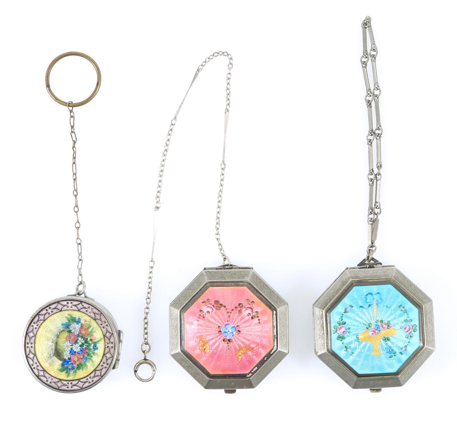 GUILLOCHE ENAMEL FINGER COMPACTS - LOT OF 3 (1 of 5)