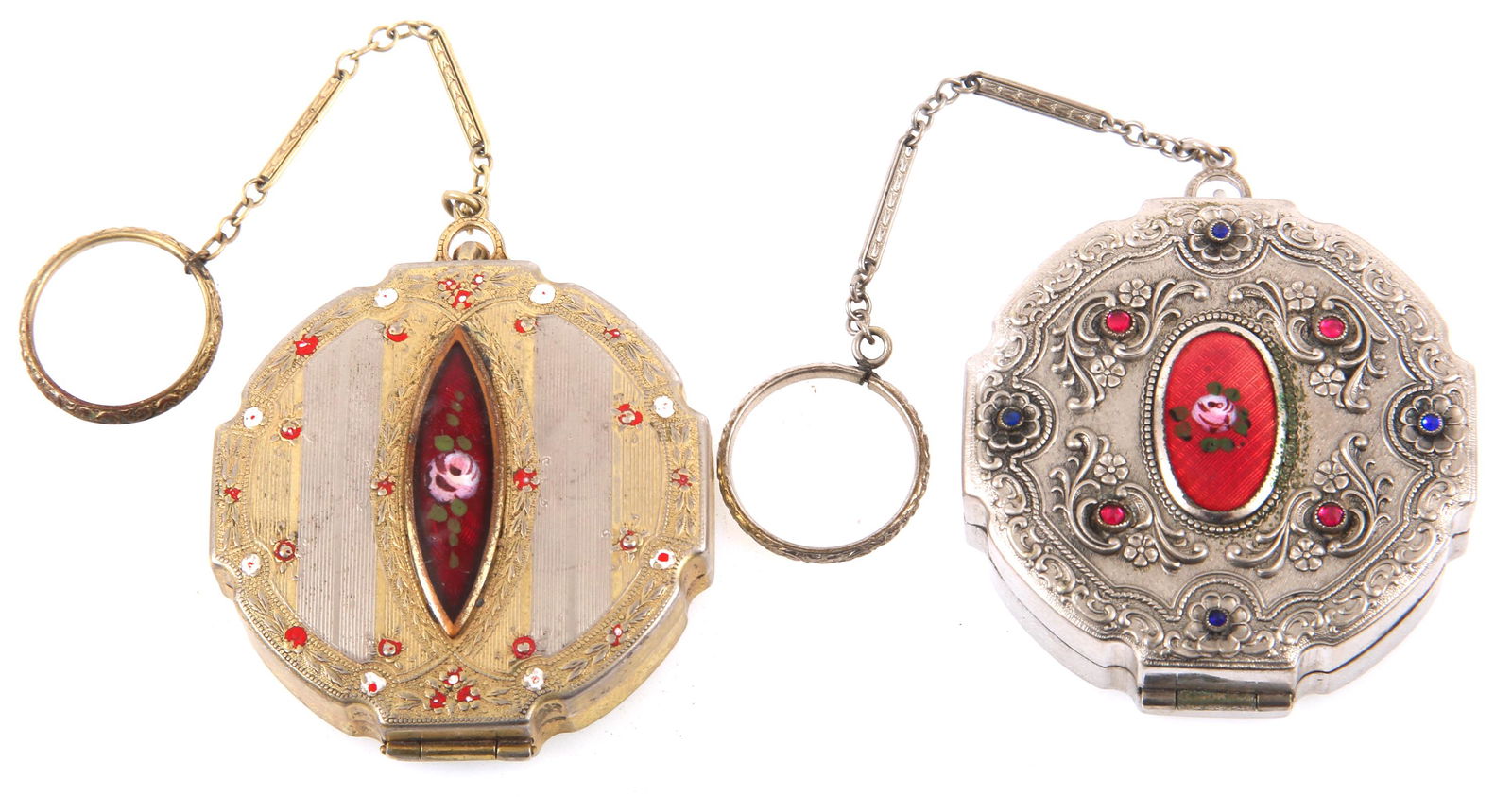 GUILLOCHE ENAMEL COMPACTS - LOT OF 2 (1 of 3)
