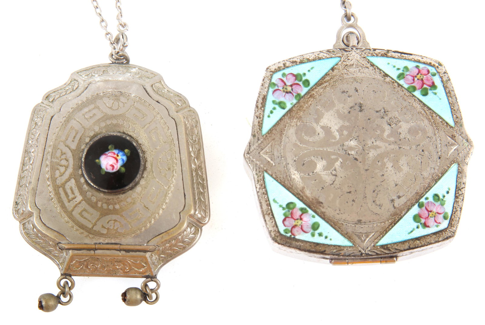 GUILLOCHE ENAMEL COMPACTS - LOT OF 2 (1 of 3)