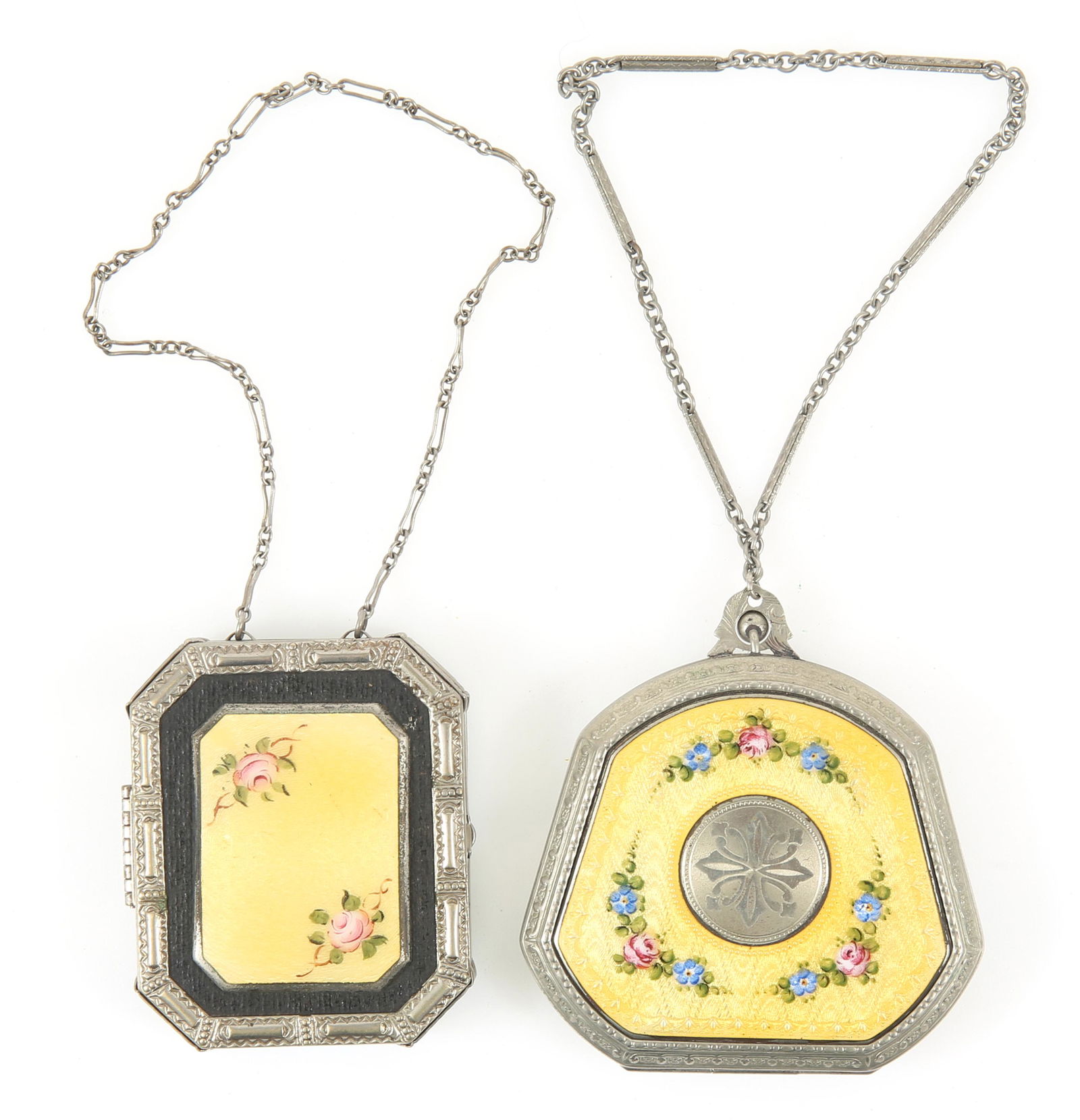 GUILLOCHE ENAMEL COMPACTS - LOT OF 2 (1 of 6)