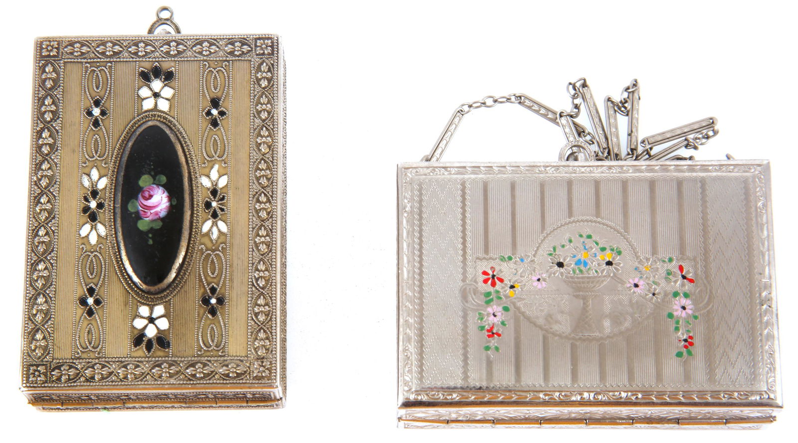 ENAMEL PURSE COMPACTS - LOT OF 2 (1 of 4)