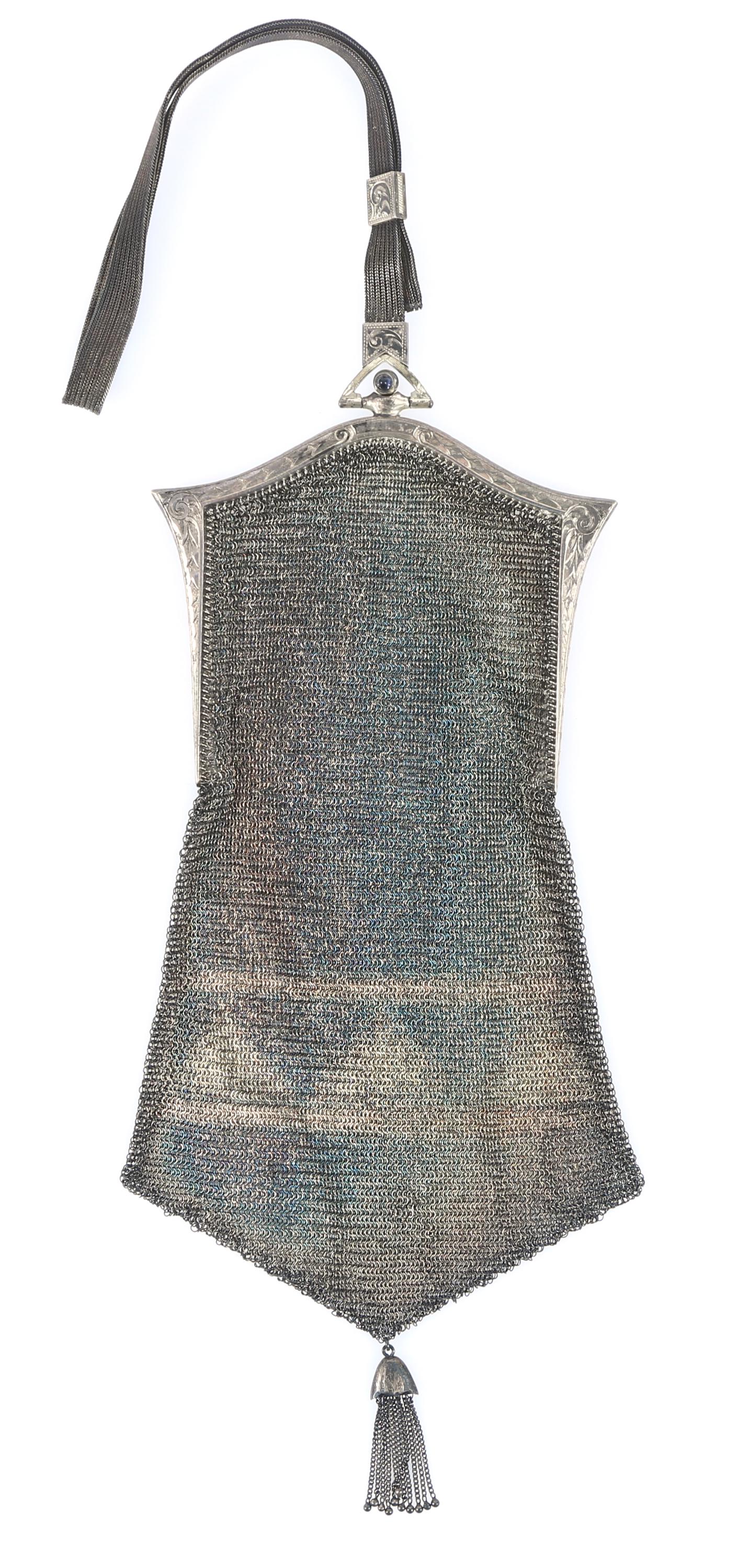 WHITING & DAVIS STERLING & 1/10 14K GOLD MESH PURSE (1 of 5)