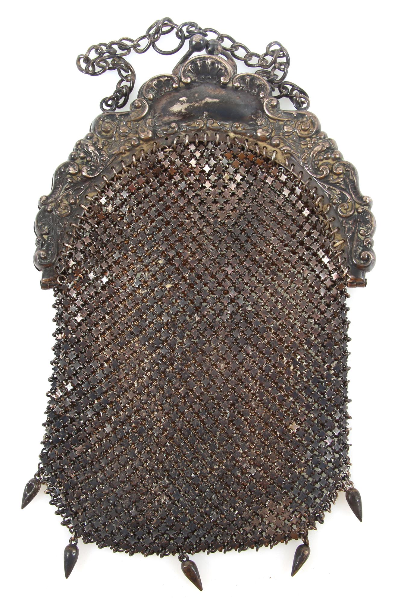STERLING SILVER CHATELAINE MESH PURSE BAG (1 of 3)