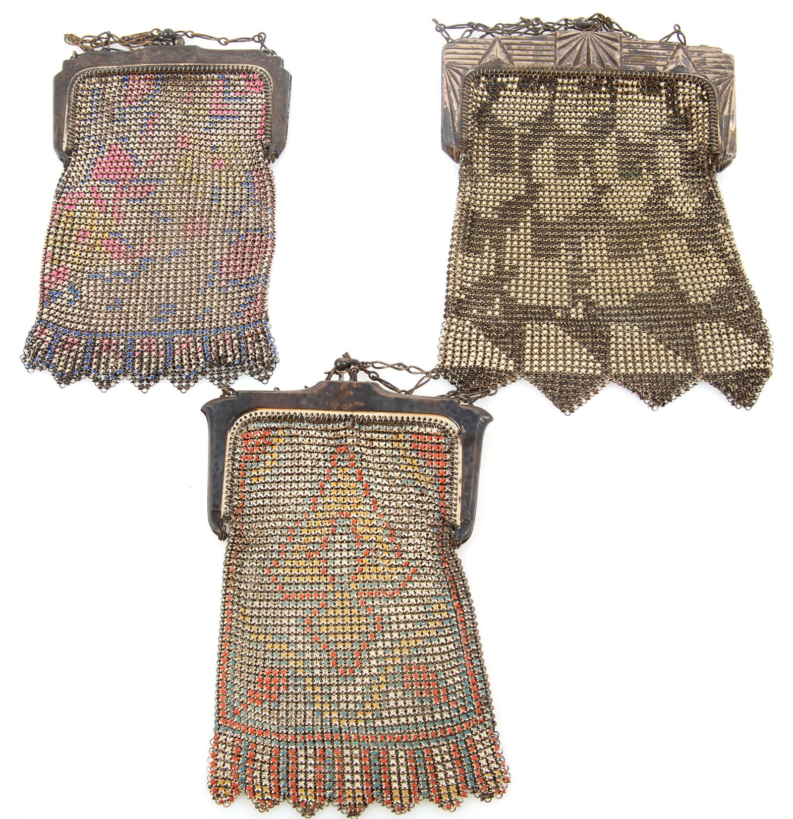 WHITING & DAVIS BEADLITE ENAMEL MESH PURSES - LOT OF 3 (1 of 4)
