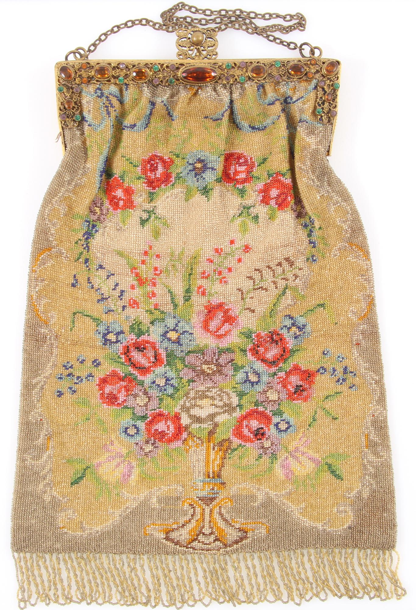 JEWELED MICRO BEADED FLORAL PURSE (1 of 6)