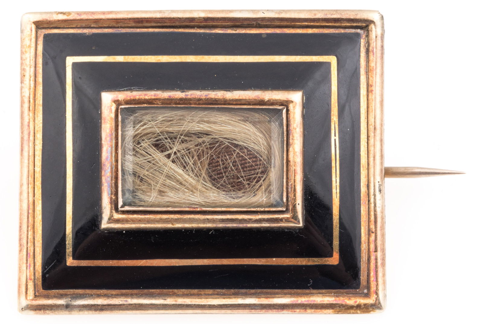 19TH C. 14K YELLOW GOLD MOURNING BROOCH - LUCY AUDUBON (1 of 4)