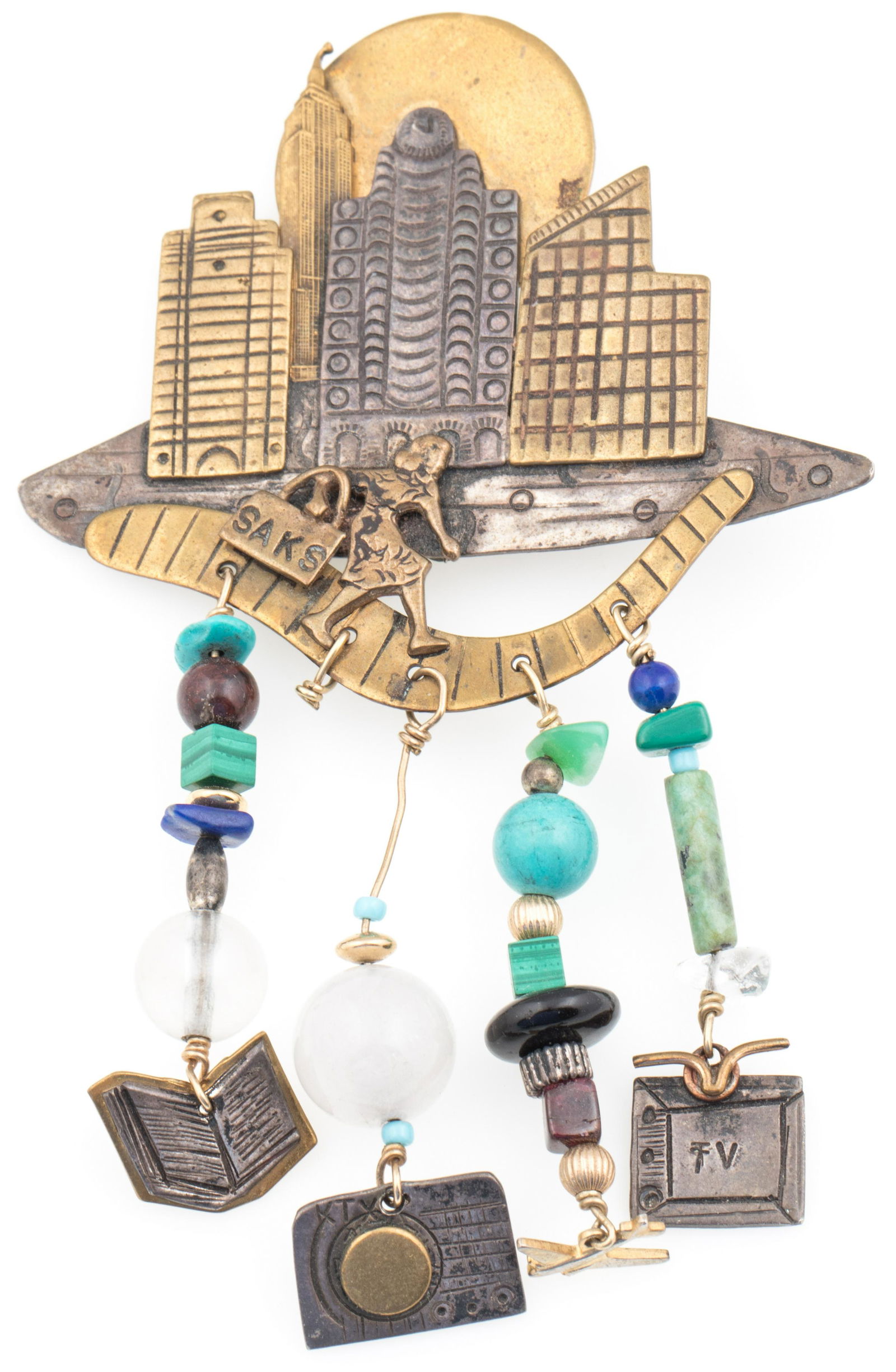 COURTNEY PETERSON STERLING SILVER NEW YORK BROOCH PIN (1 of 6)