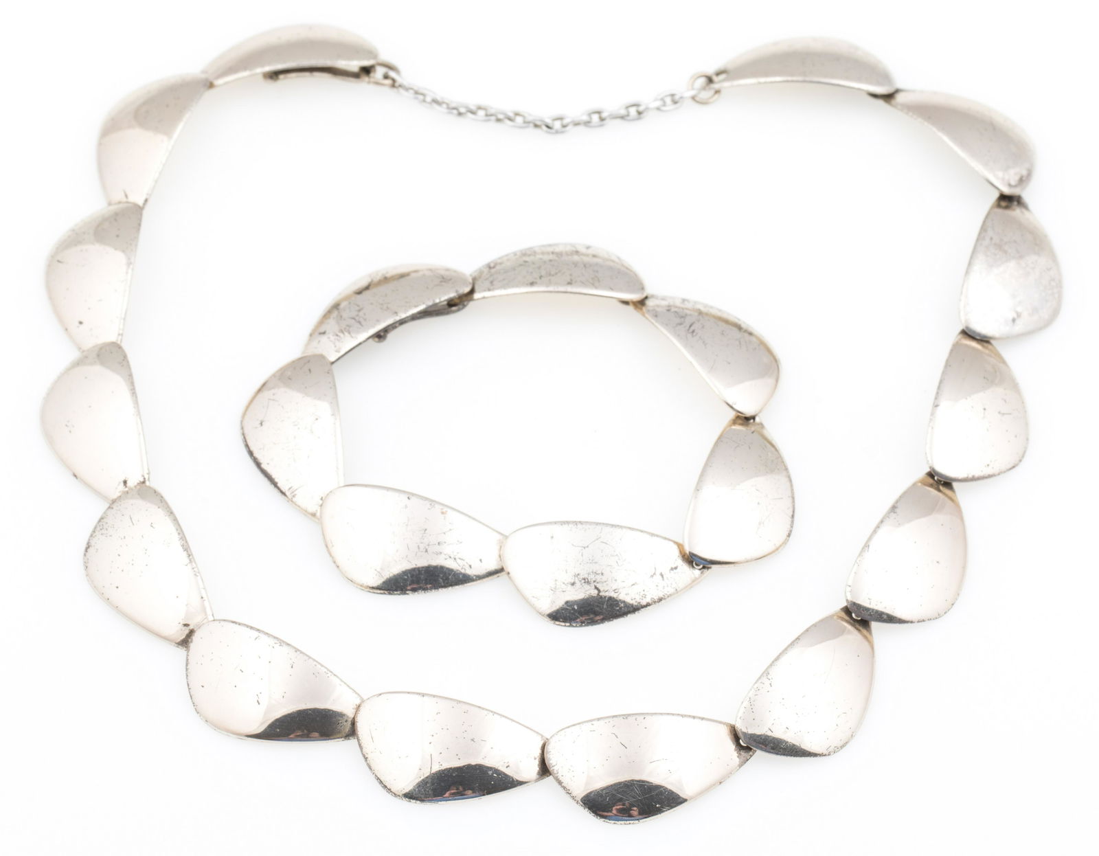 AARRE & KROGH MODERNIST STERLING NECKLACE & BRACELET (1 of 5)