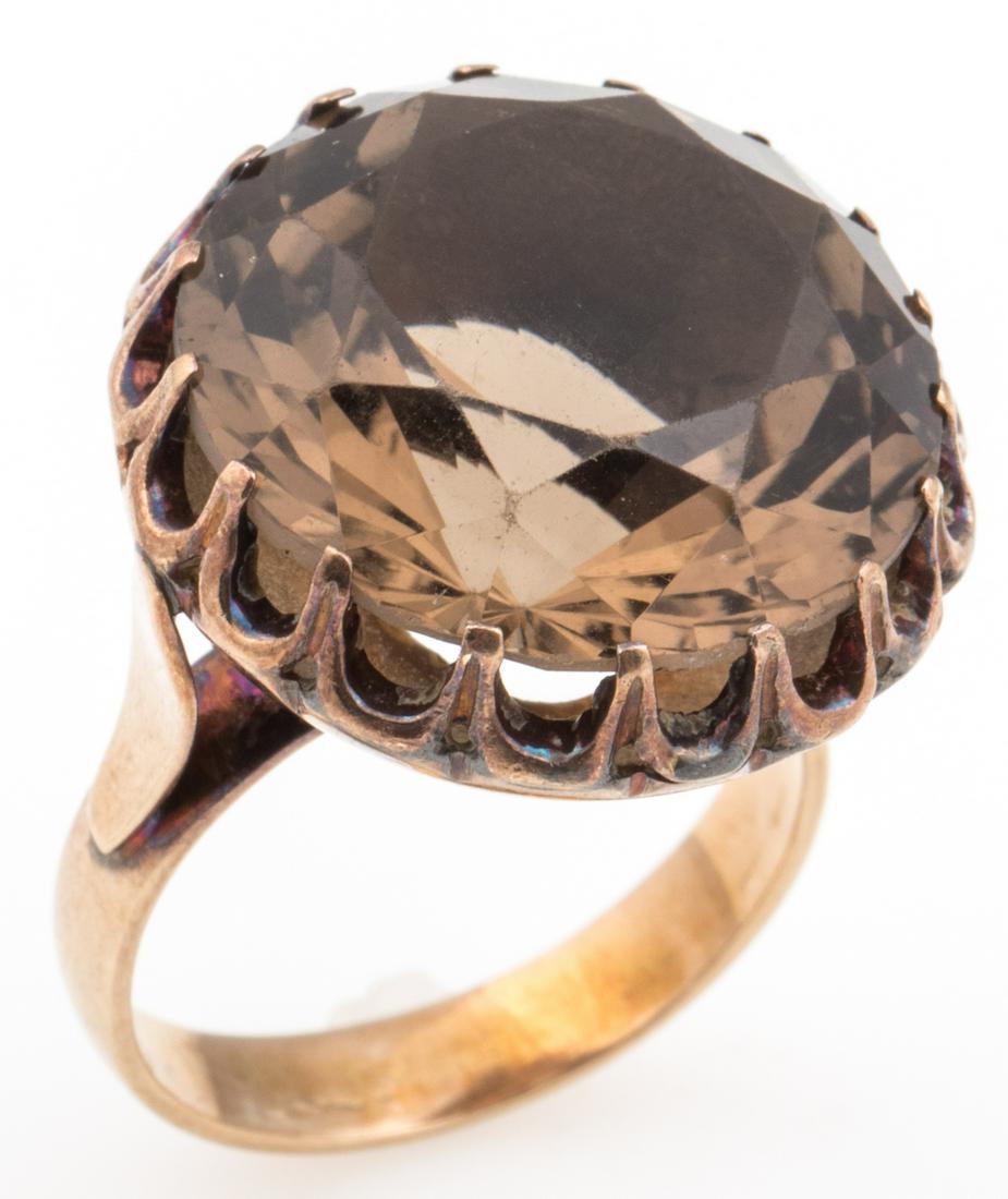 14K YELLOW GOLD SMOKY QUARTZ COCKTAIL RING (1 of 5)