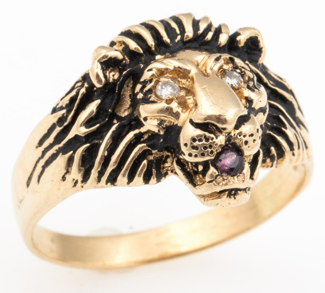 14K YELLOW GOLD LION HEAD RING (1 of 4)