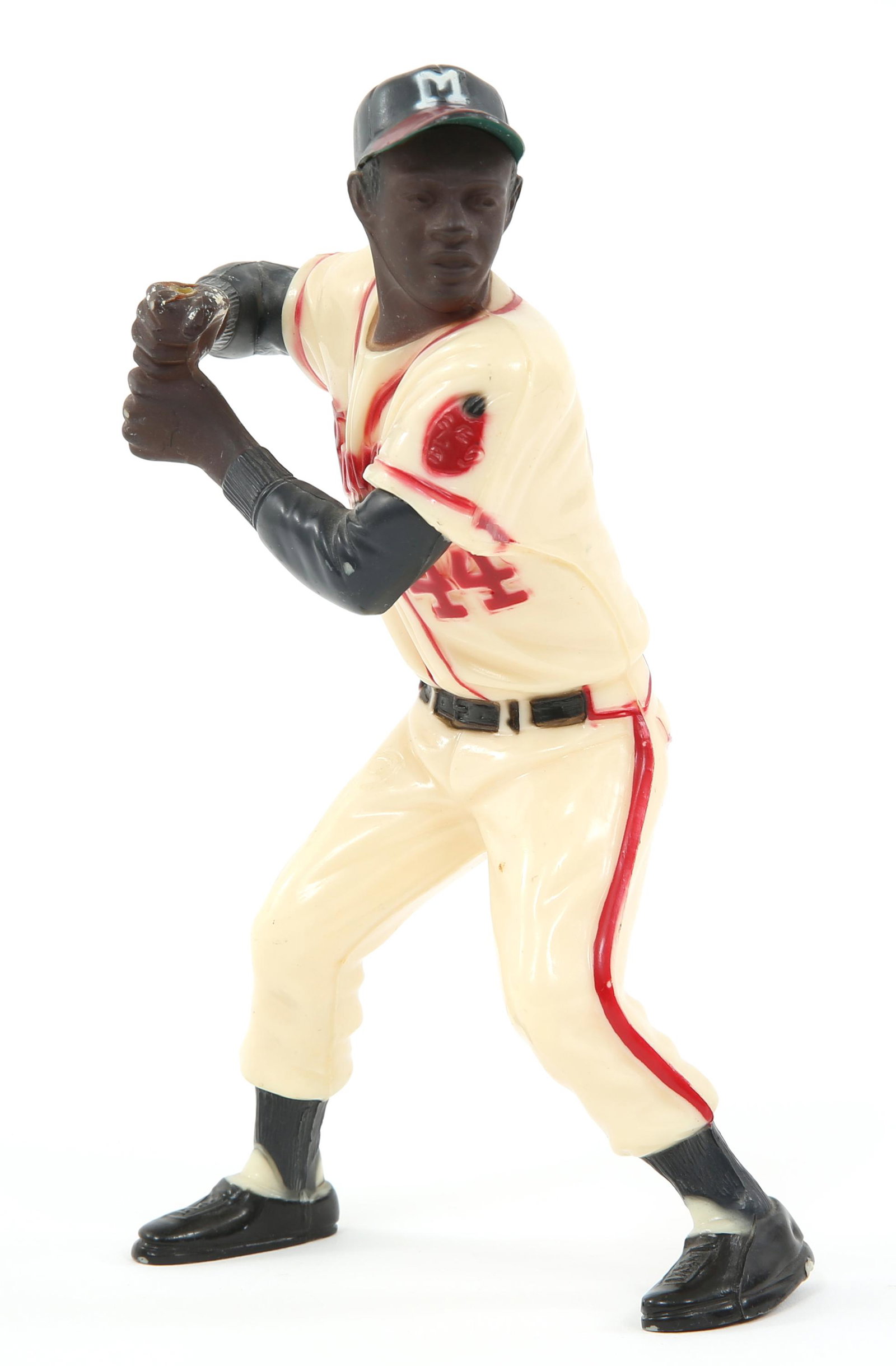 1958-1962 HARTLAND #44 HANK AARON FIGURINE: 1958-1962 HARTLAND #44 HANK AARON FIGURINE Hartland Plastics, Inc. Hank Aaron Milwaukee Braves #44, circa 1958-1962, marked on backside. Size: 7"
