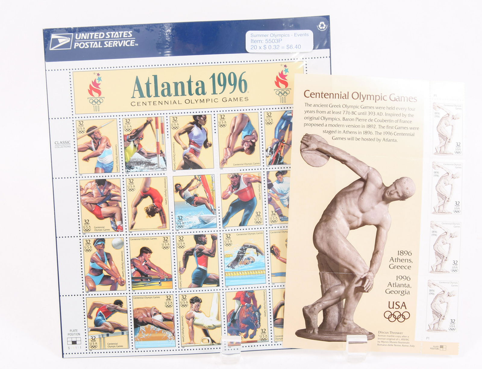 1996 ATLANTA CENTENNIAL OLYMPIC GAMES STAMP SHEETS (1 of 3)