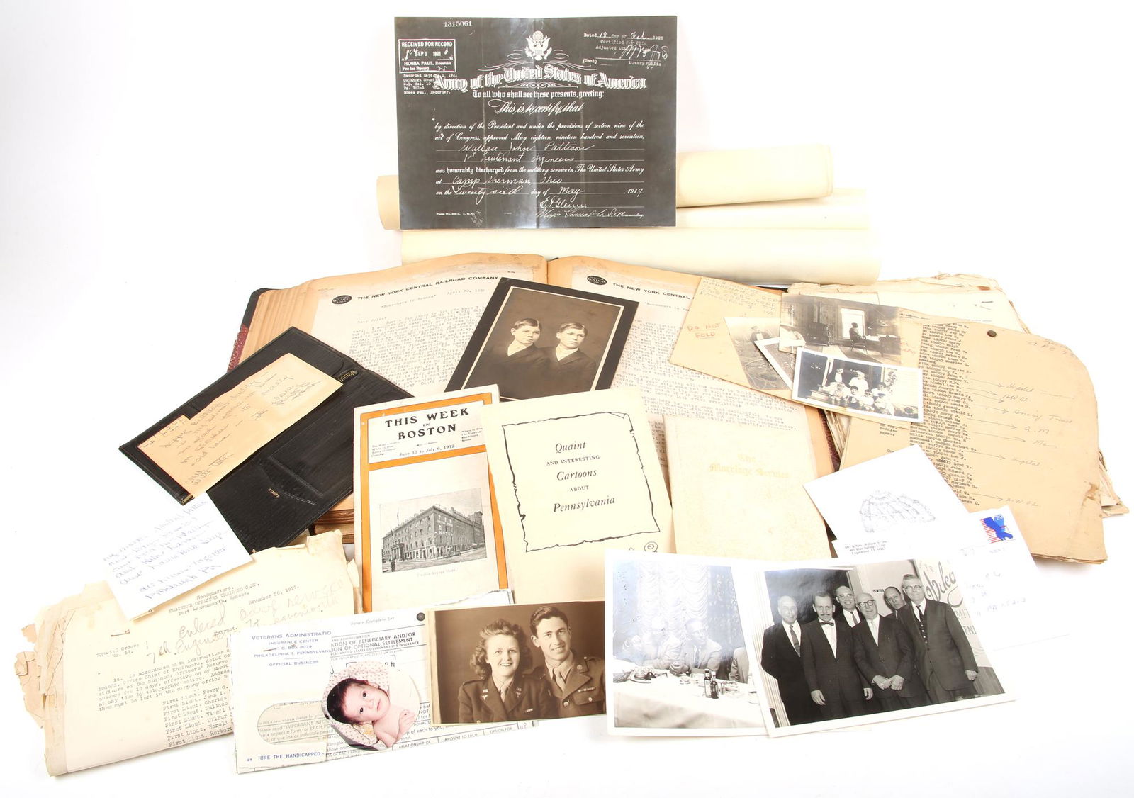 WWI SOLDIER'S ARCHIVE LOT OF 1ST LT. WALLACE PATTISON (1 of 4)