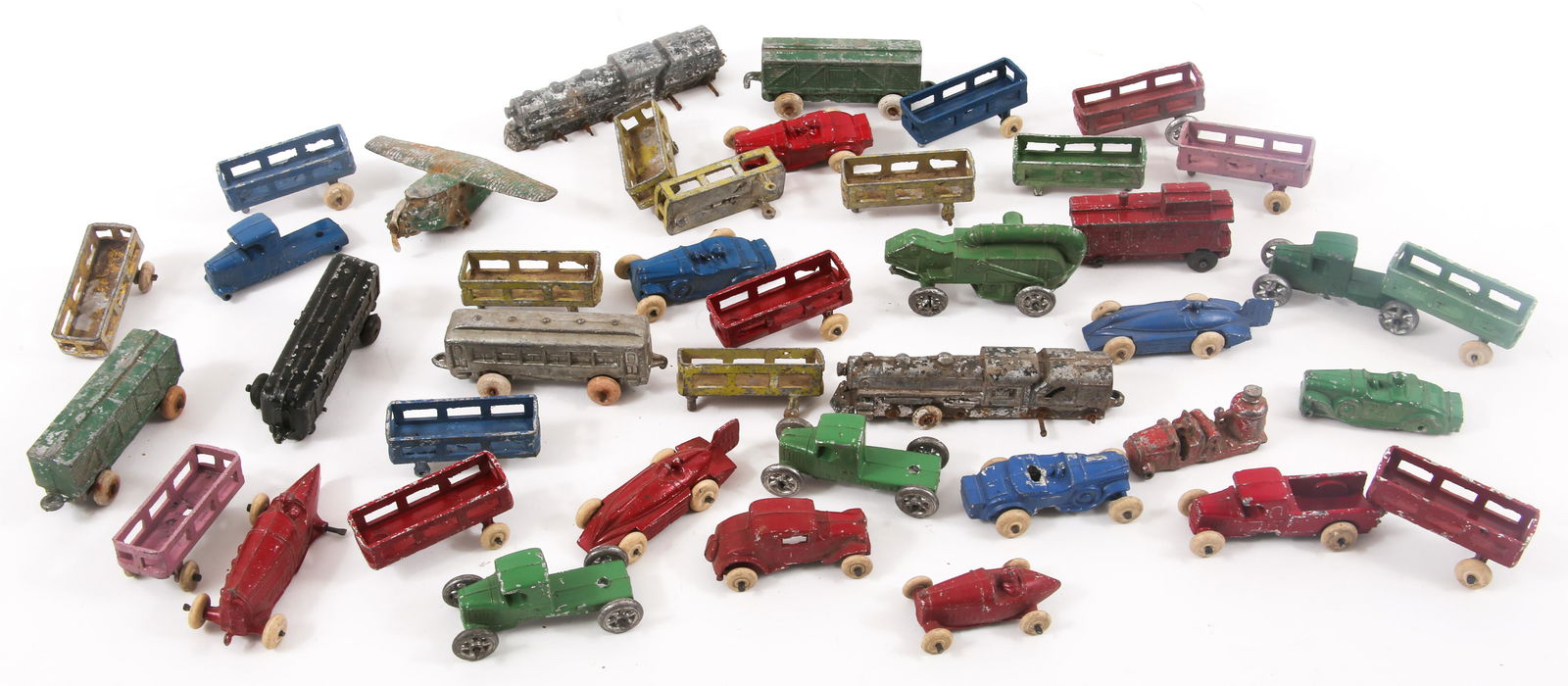METAL TOY CARS, PLANES, TRAIN CARS & MORE - LOT OF 41 (1 of 13)