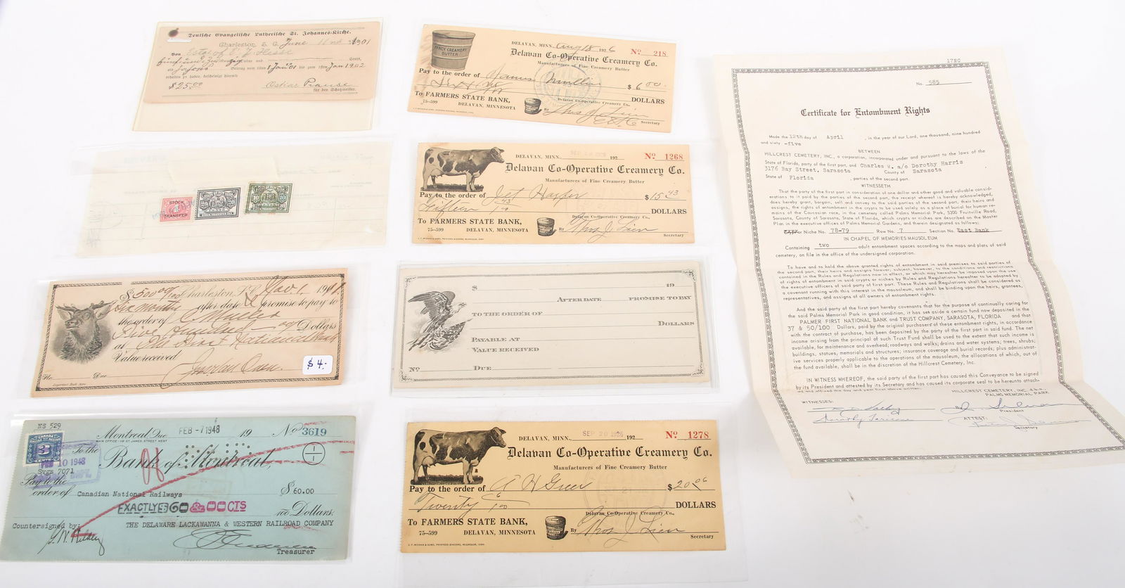 20TH C. PAPER EPHEMERA - CHECKS, RECEIPTS & DOCUMENTS (1 of 4)