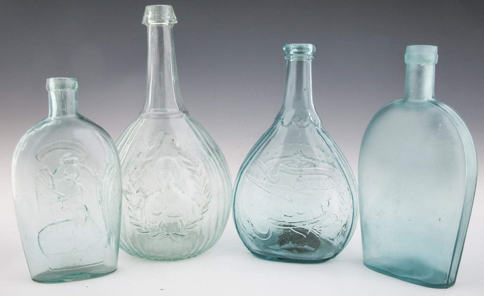 19TH C. GLASS BOTTLES AND FLASKS - LOT OF 4 (1 of 8)