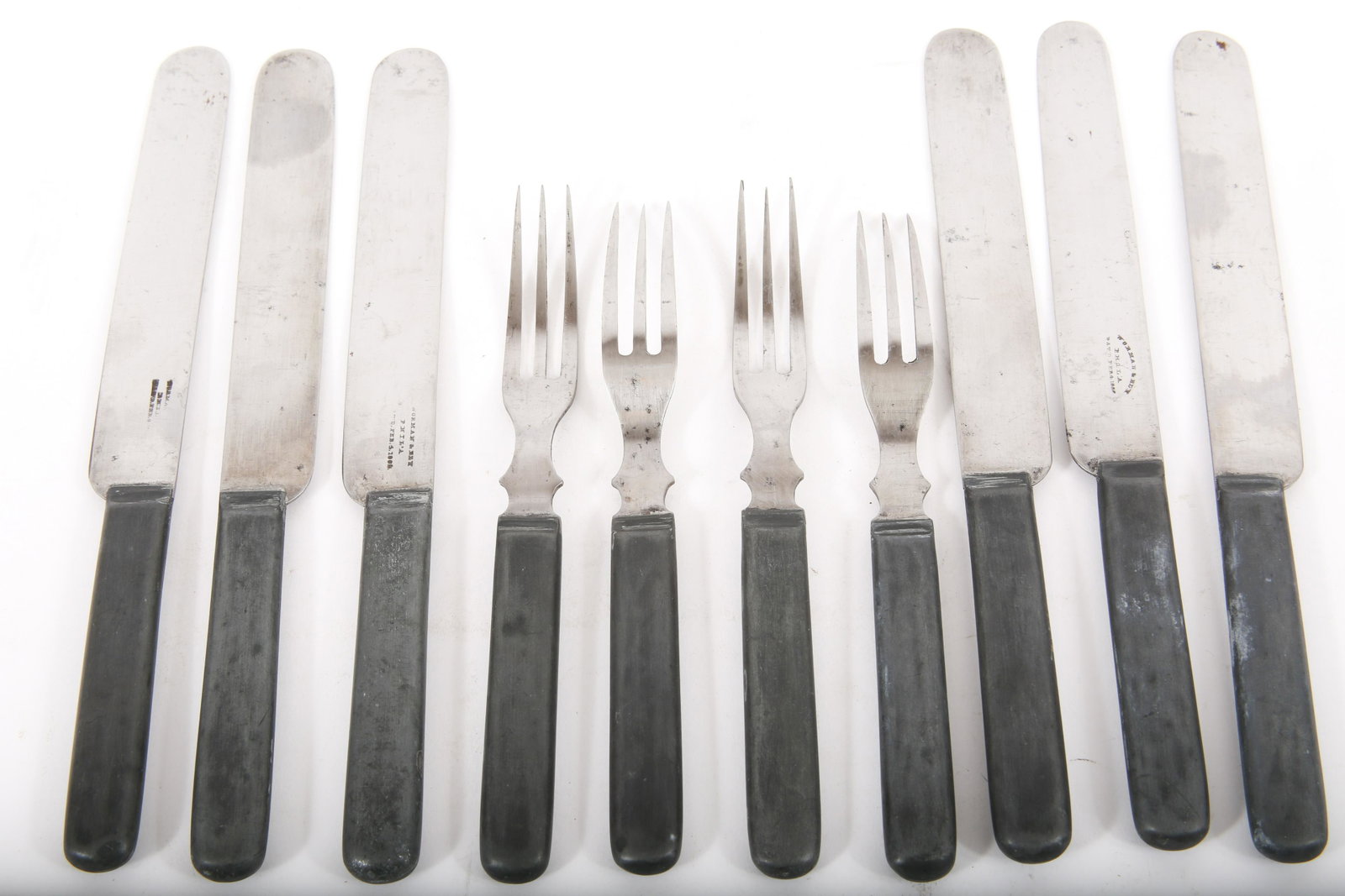 CIVIL WAR ERA WORMAN & ELY FLATWARE - LOT OF 10: CIVIL WAR ERA WORMAN & ELY FLATWARE - LOT OF 10 Lot of 10 Civil War era military mess flatware. Knives marked by Worman & Ely of Philadelphia, PA and patented February 4, 1862. Includes: Six knive