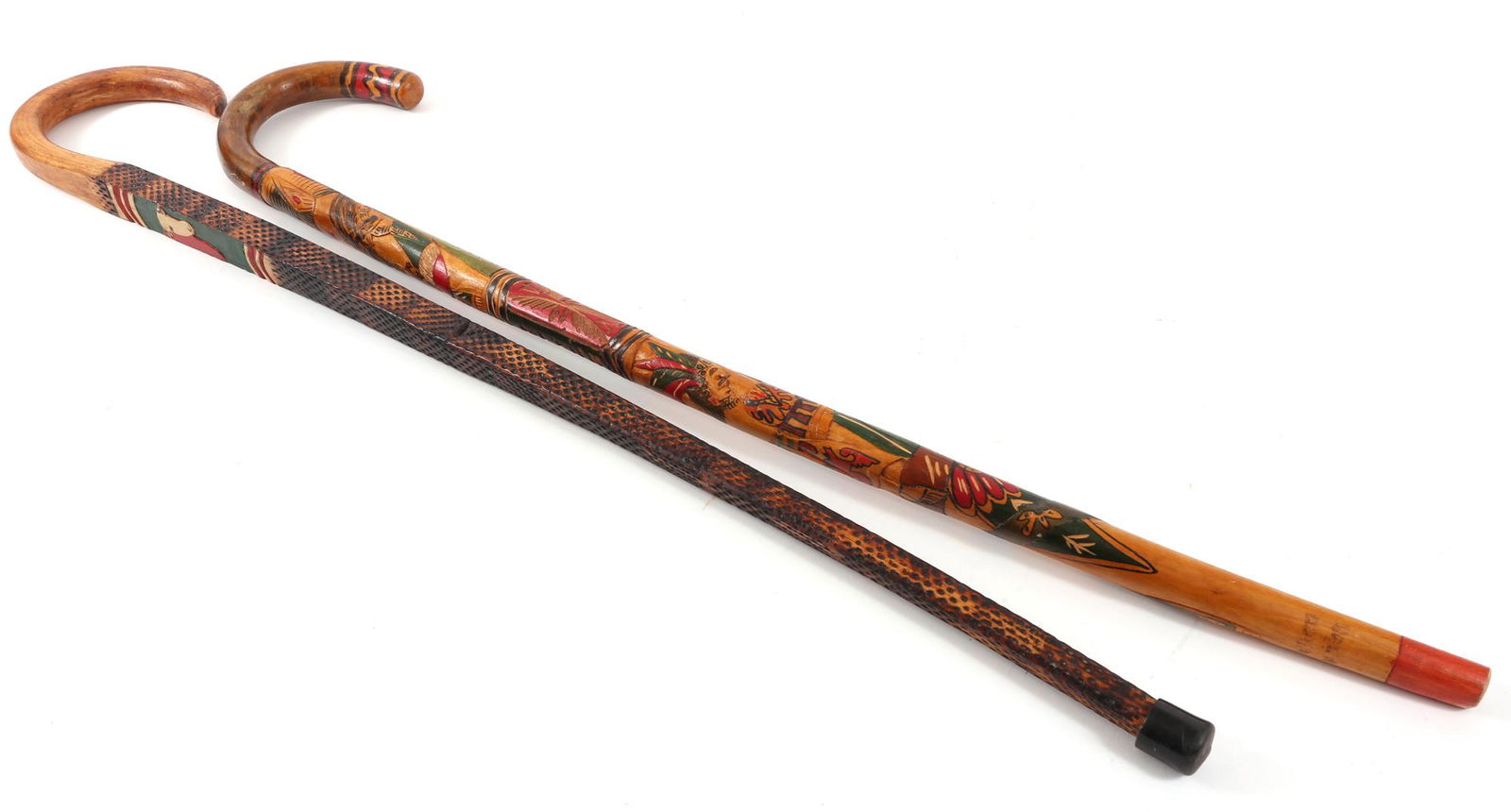 PAINTED WOODEN CANES - LOT OF 2 (1 of 5)