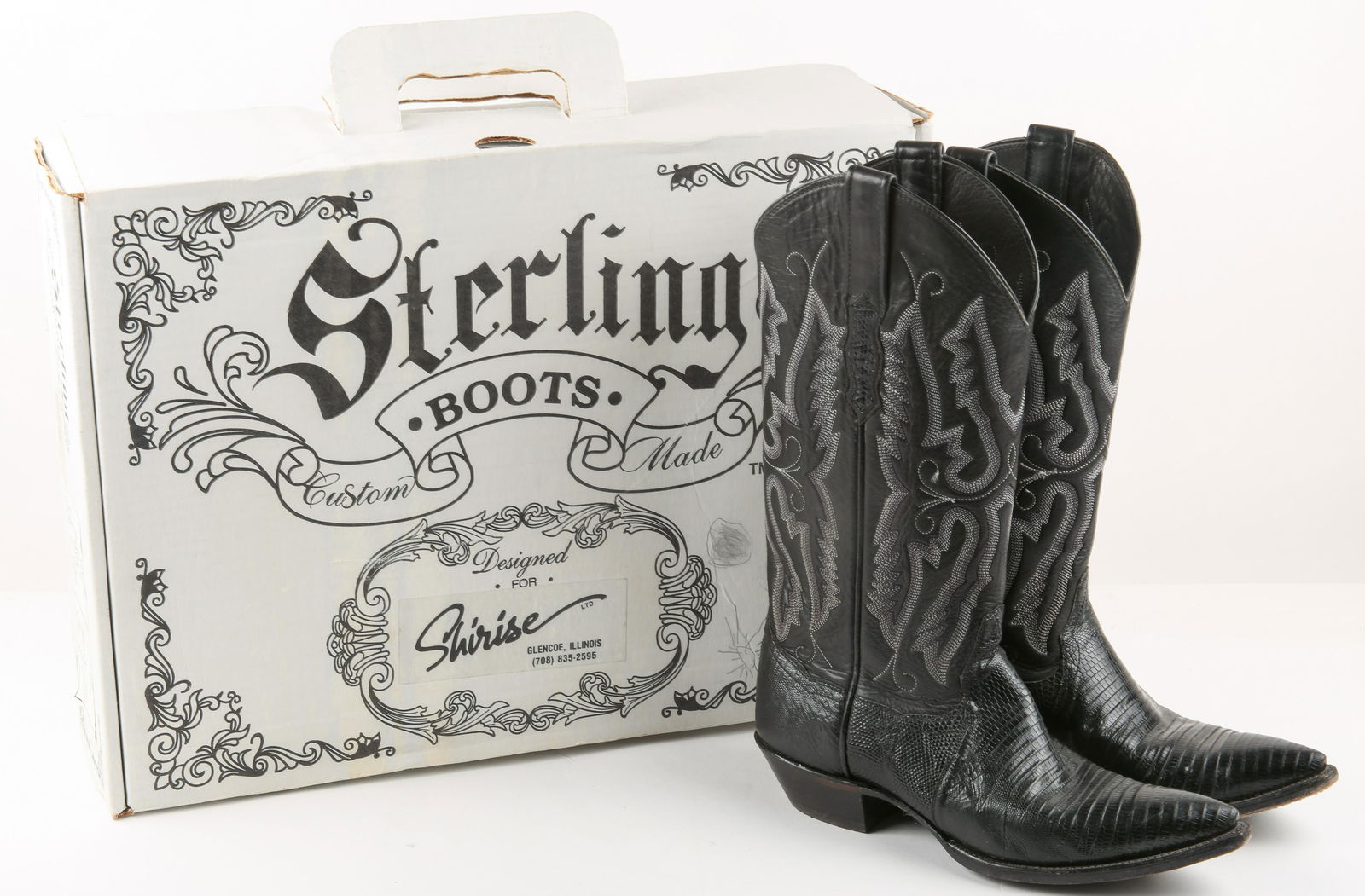 STERLING BLACK LEATHER COWBOY BOOTS (1 of 4)