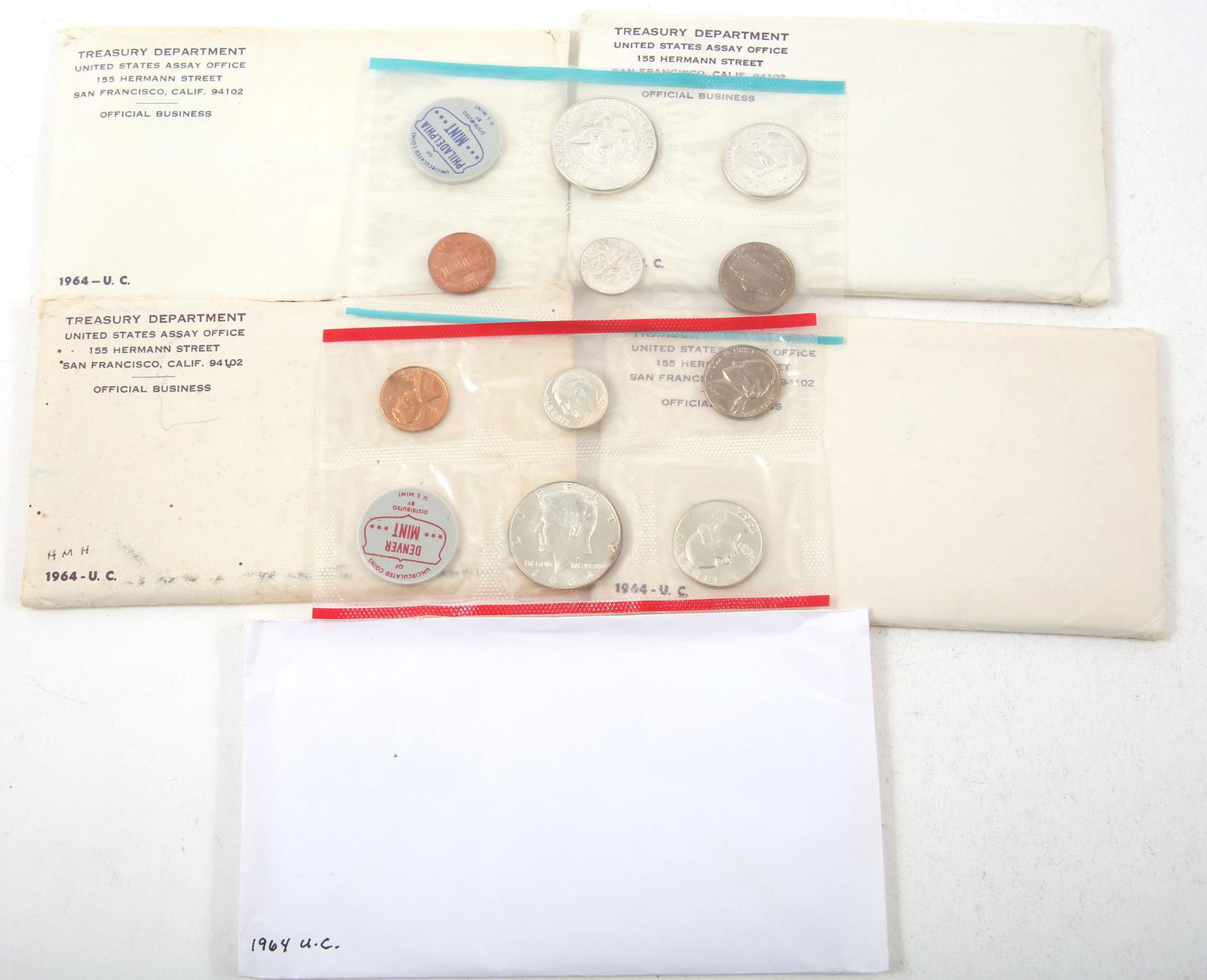 1964 U.S. SILVER MINT COIN SETS - LOT OF 5 (1 of 3)
