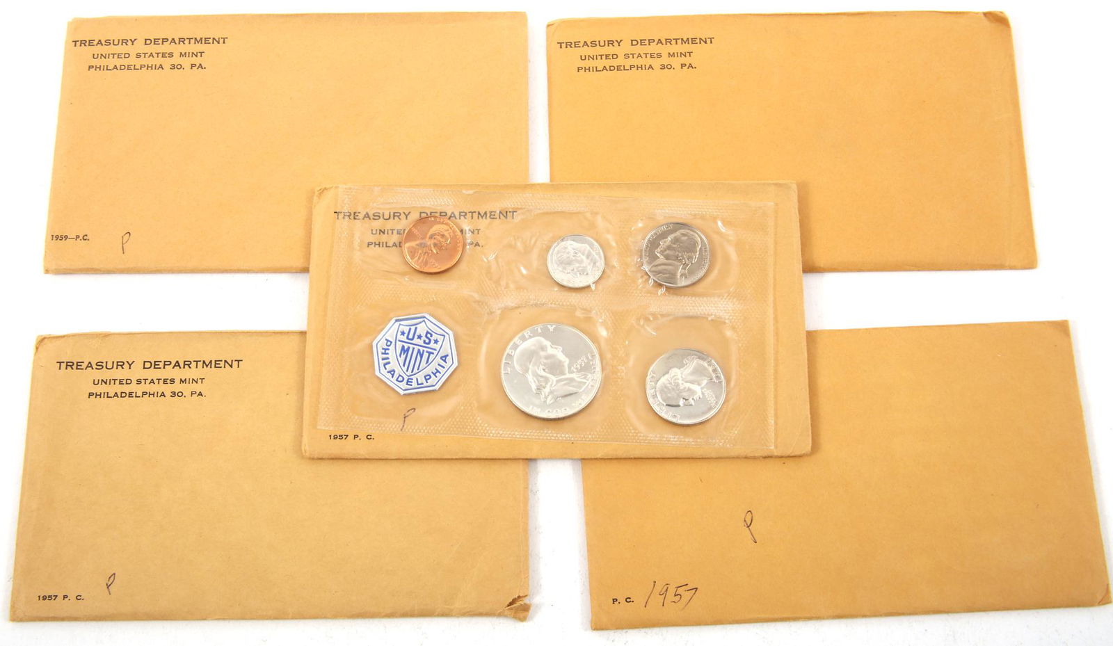 1957-1959 U.S. SILVER MINT PROOF SETS - LOT OF 5 (1 of 2)