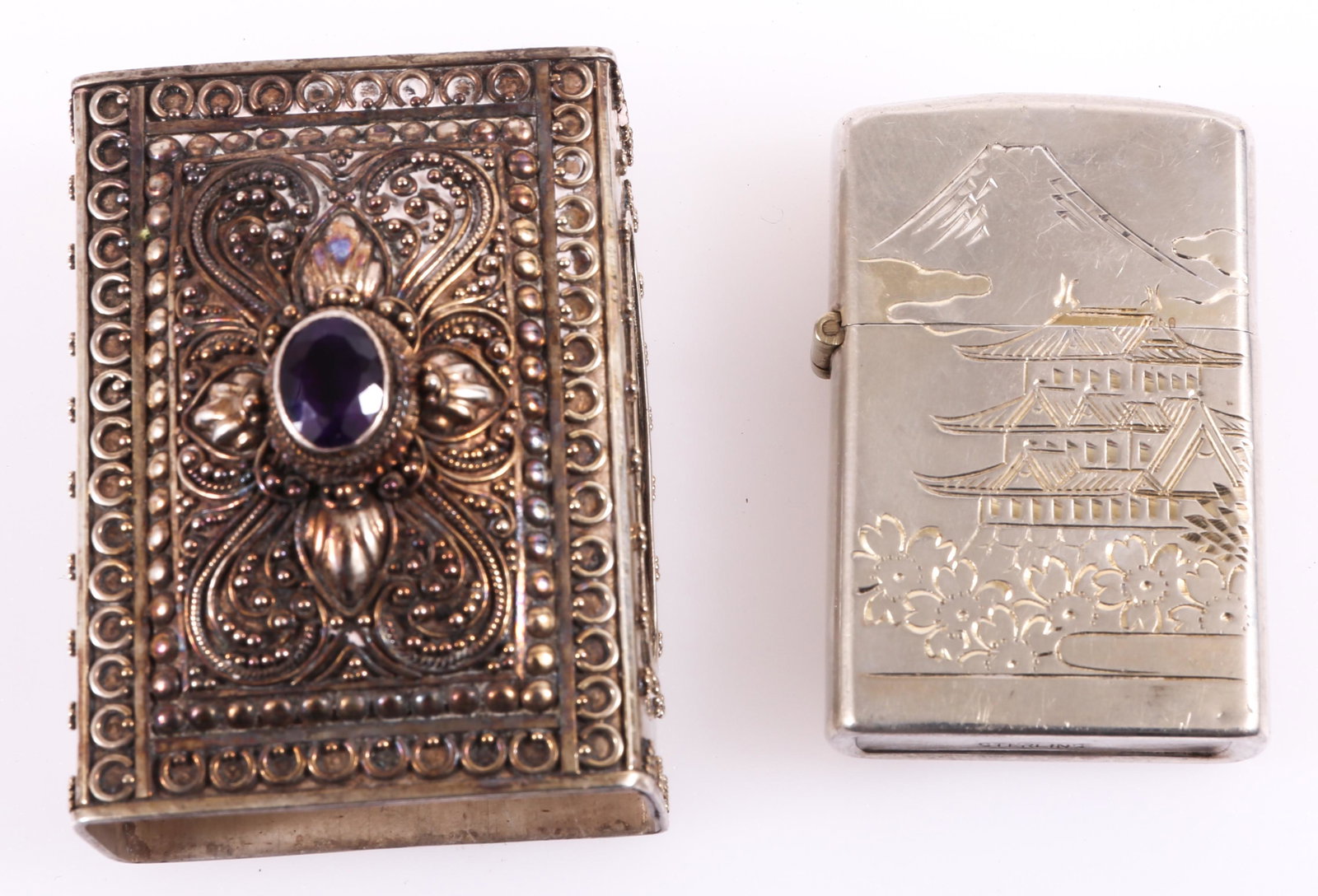 STERLING SILVER LIGHTER & MATCHBOX COVER (1 of 5)