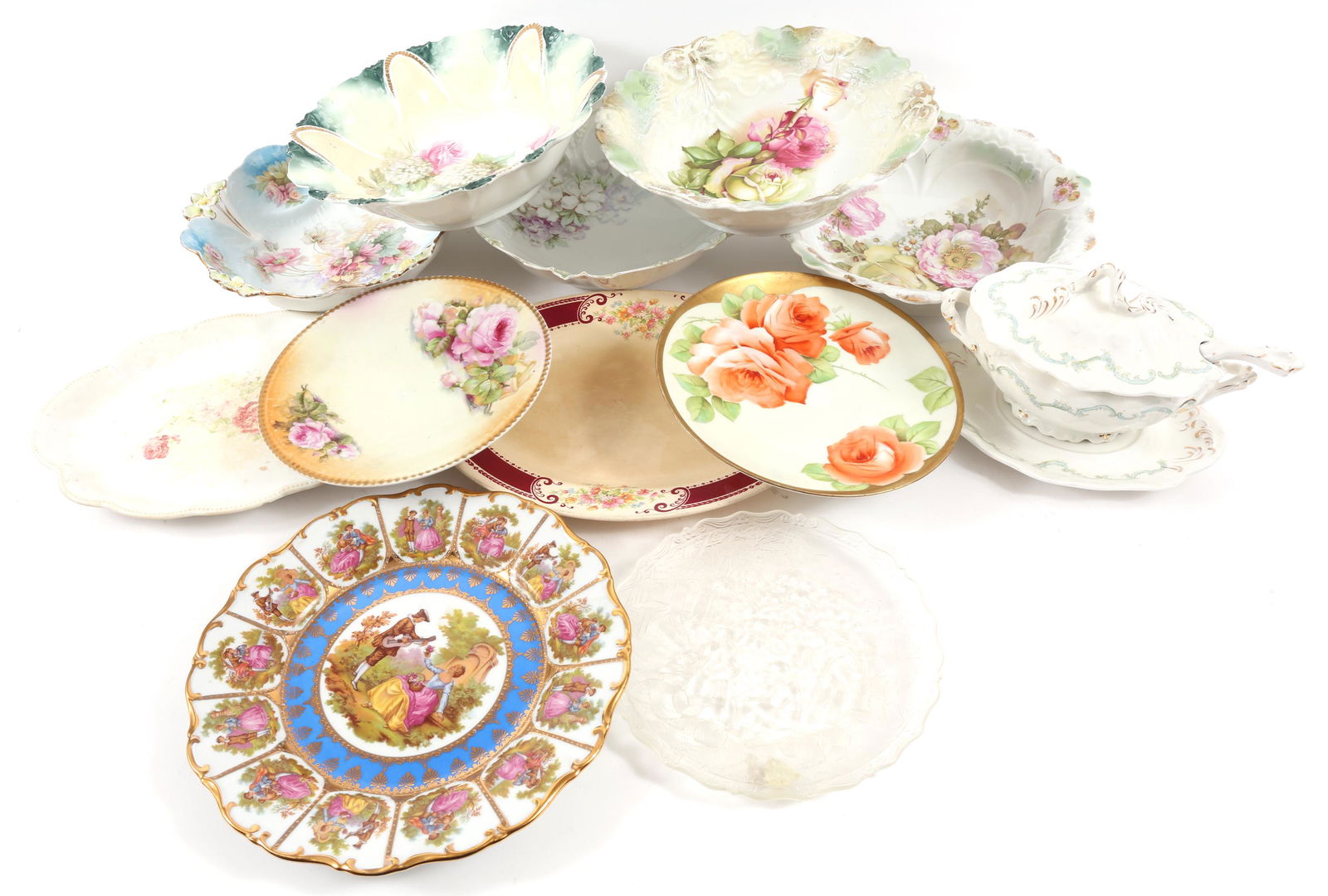 ESTATE LOT OF PORCELAIN BOWLS & PLATES (1 of 14)