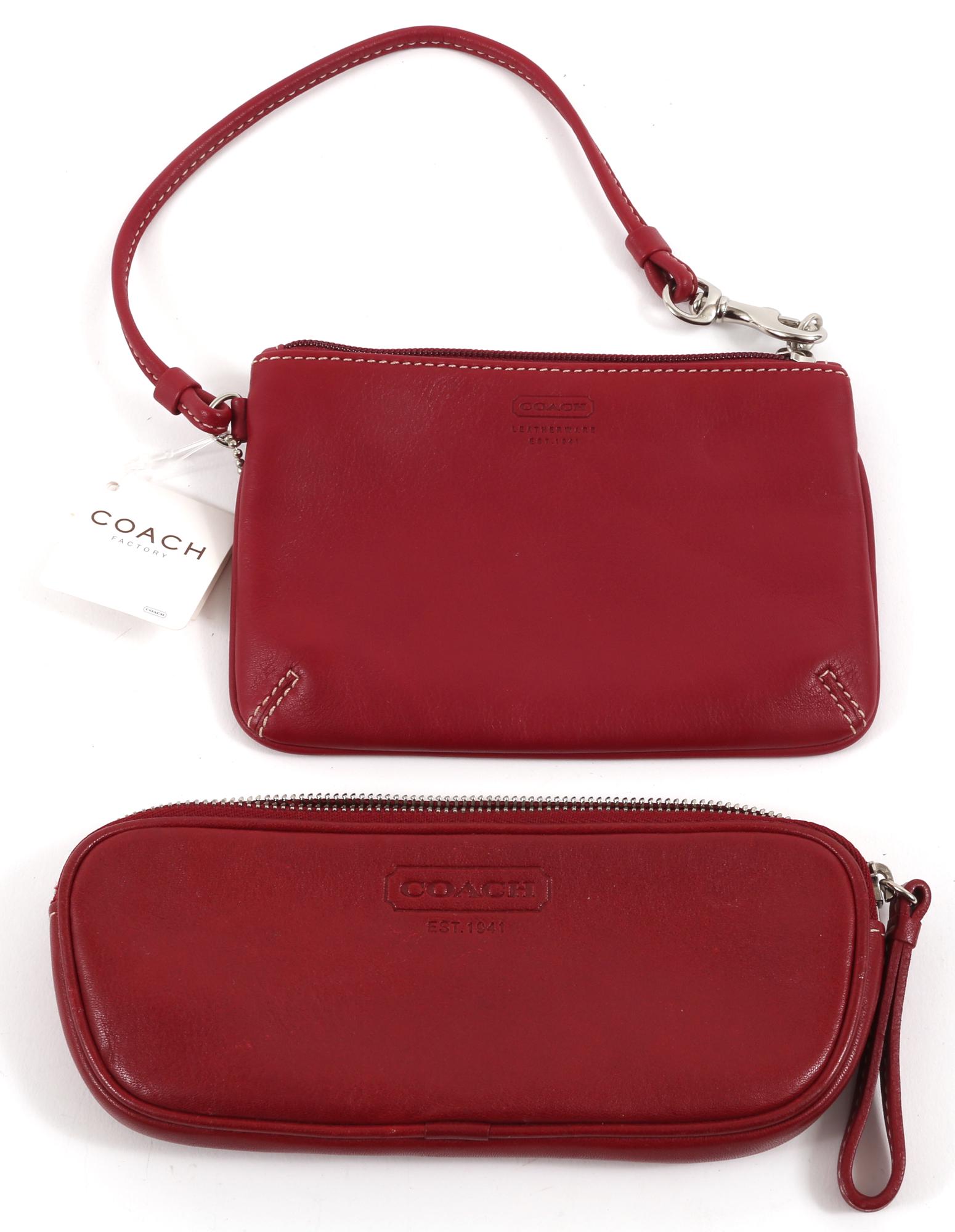 COACH RED LEATHER WRISTLET WALLET & EYEGLASS CASE (1 of 6)