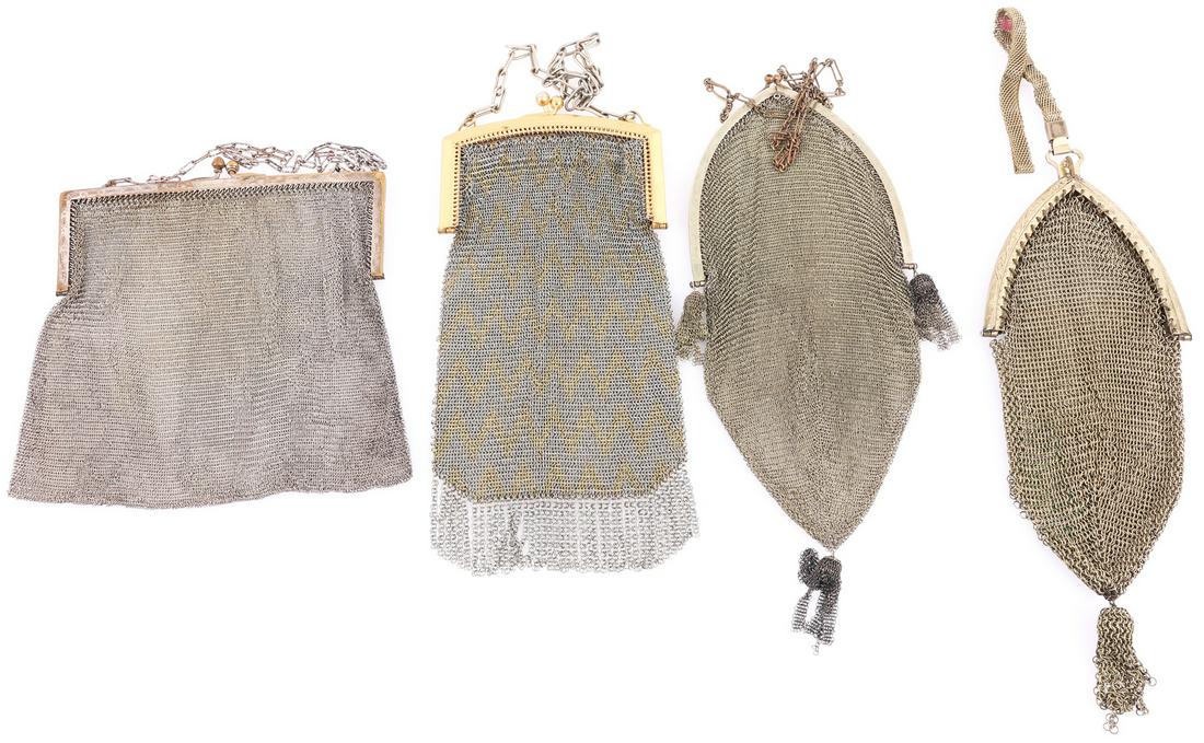 WHITE METAL MESH PURSES - LOT OF FOUR (1 of 6)