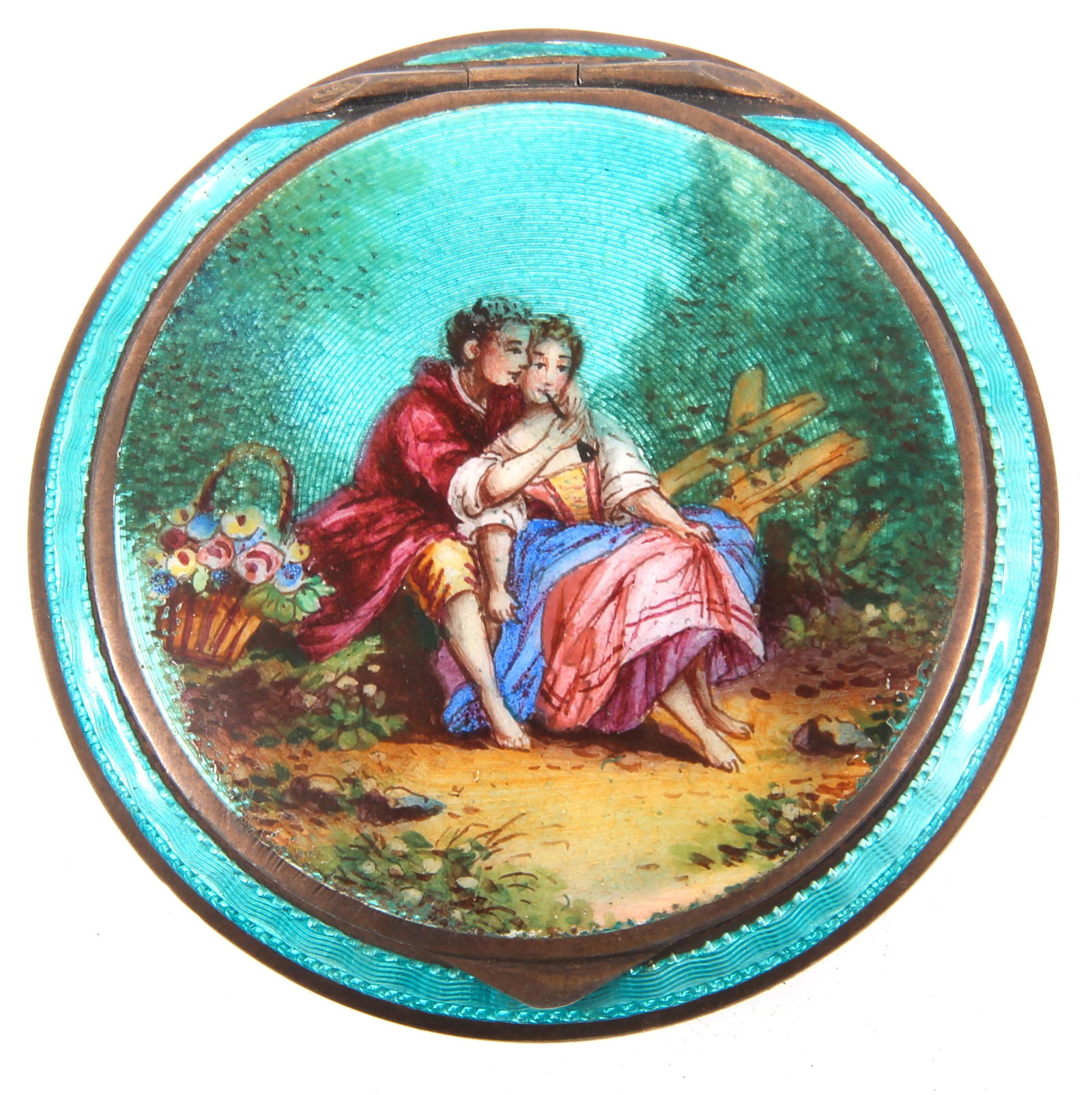 AUSTRIAN STERLING SILVER GUILLOCHE ENAMEL COMPACT (1 of 3)