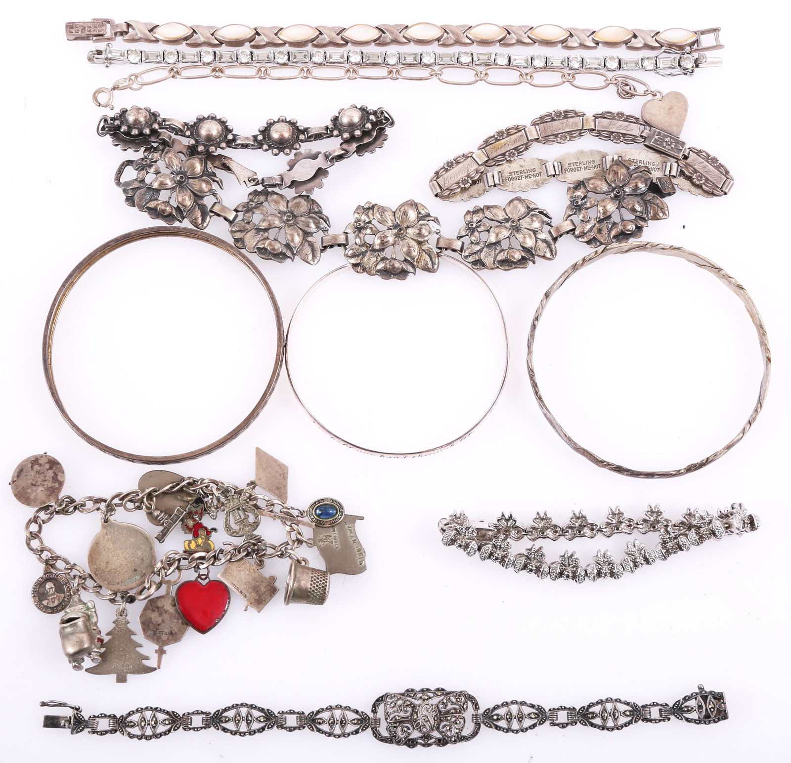 LADIES STERLING SILVER BRACELETS - 202 GRAMS (1 of 8)