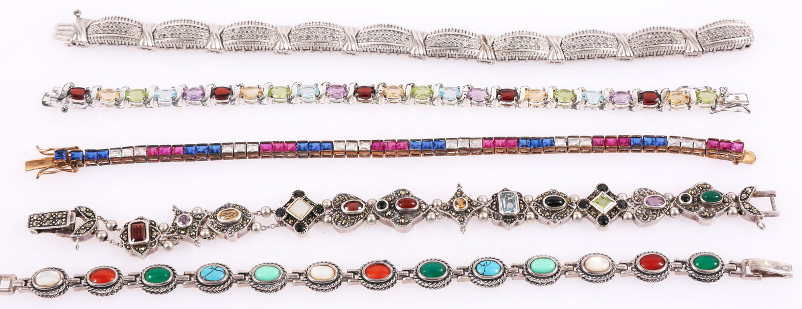 STERLING SILVER & SEMI-PRECIOUS STONE BRACELETS (1 of 4)