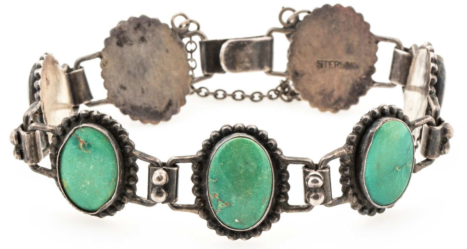 STERLING SILVER GREEN TURQUOISE BRACELET (1 of 4)