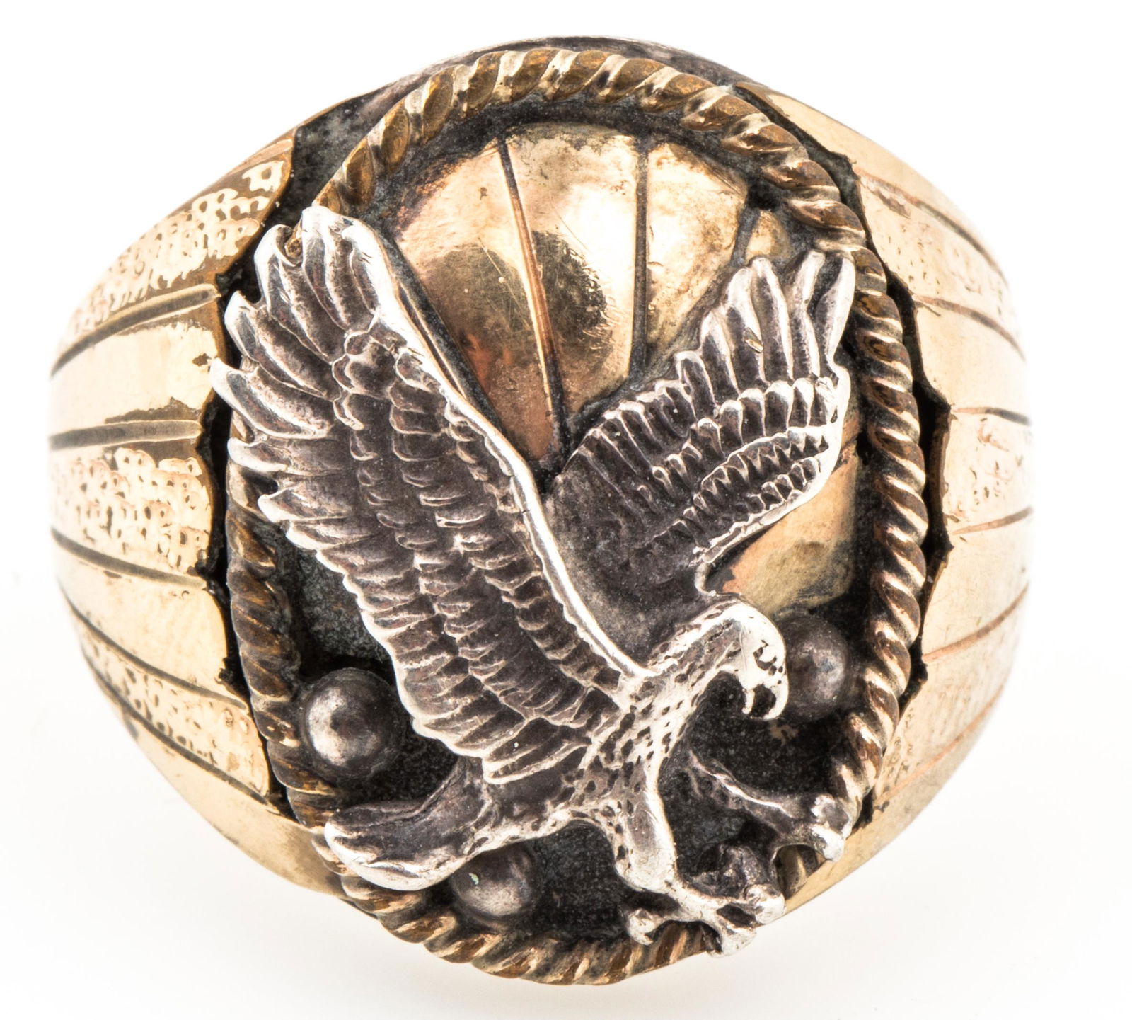 NAVAJO SILVER RAY STERLING SILVER EAGLE RING (1 of 4)