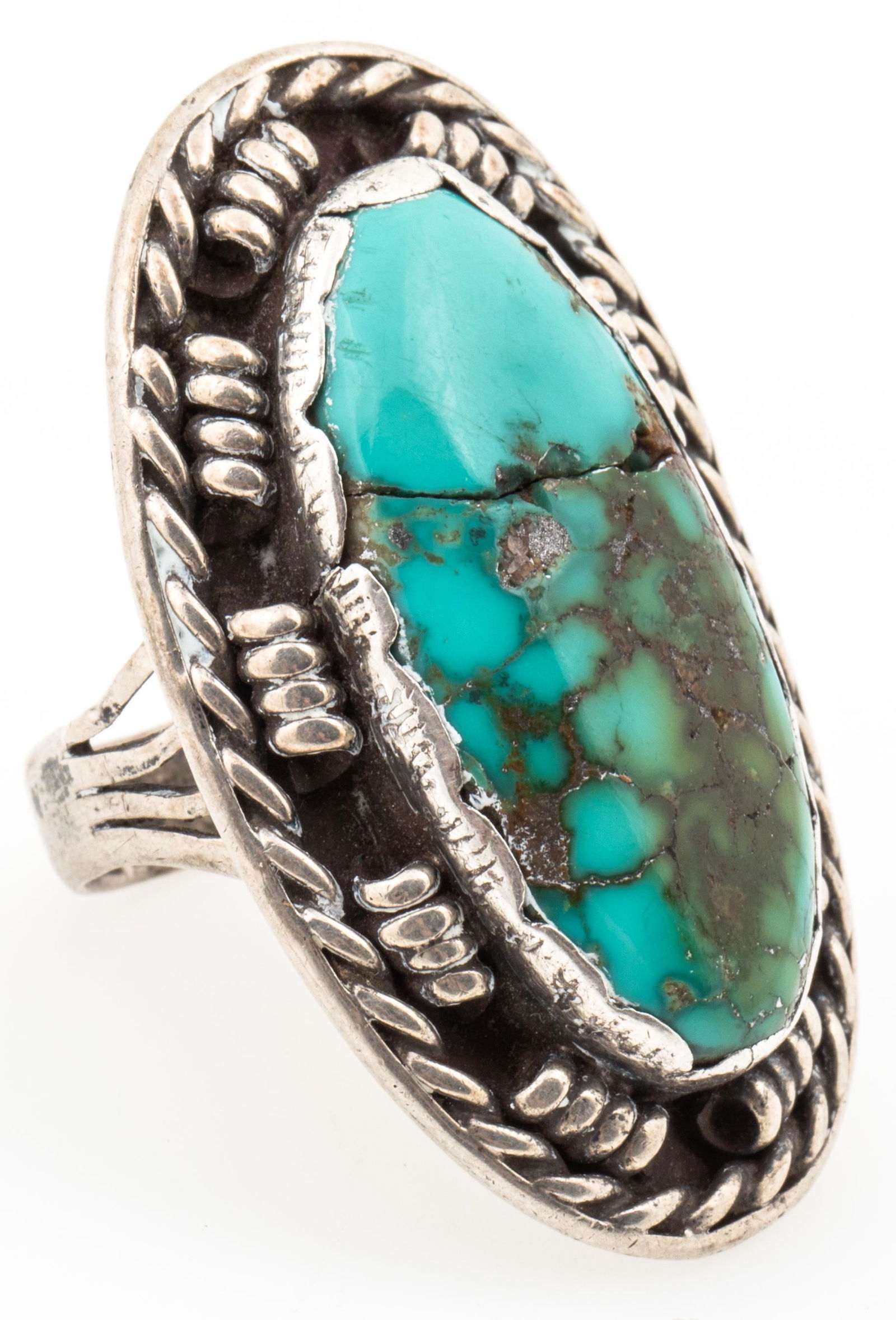 NAVAJO JEAN DIXON STERLING SILVER TURQUOISE RING (1 of 4)