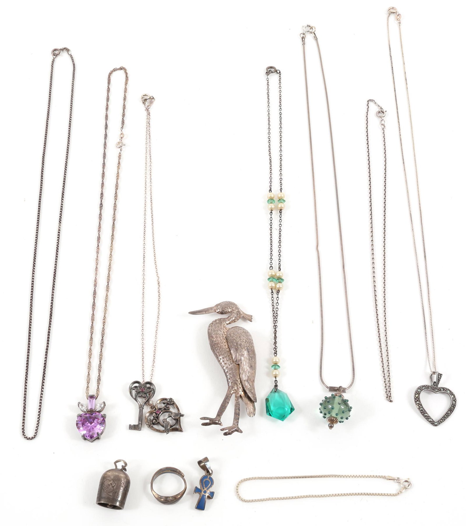 STERLING SILVER JEWELRY - NECKLACES, BROOCH, PENDANTS (1 of 11)