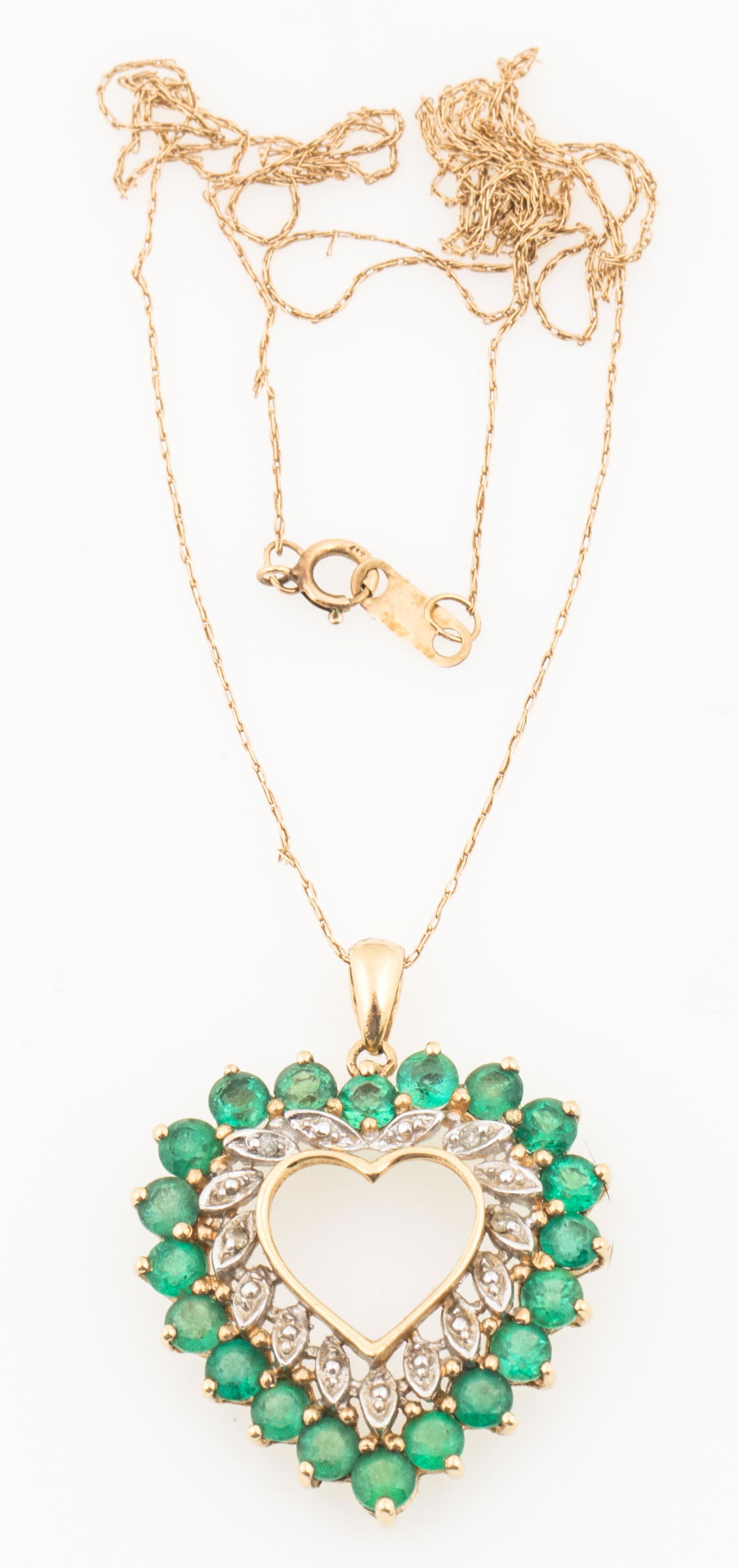 10K YELLOW GOLD EMERALD HEART PENDANT (1 of 5)