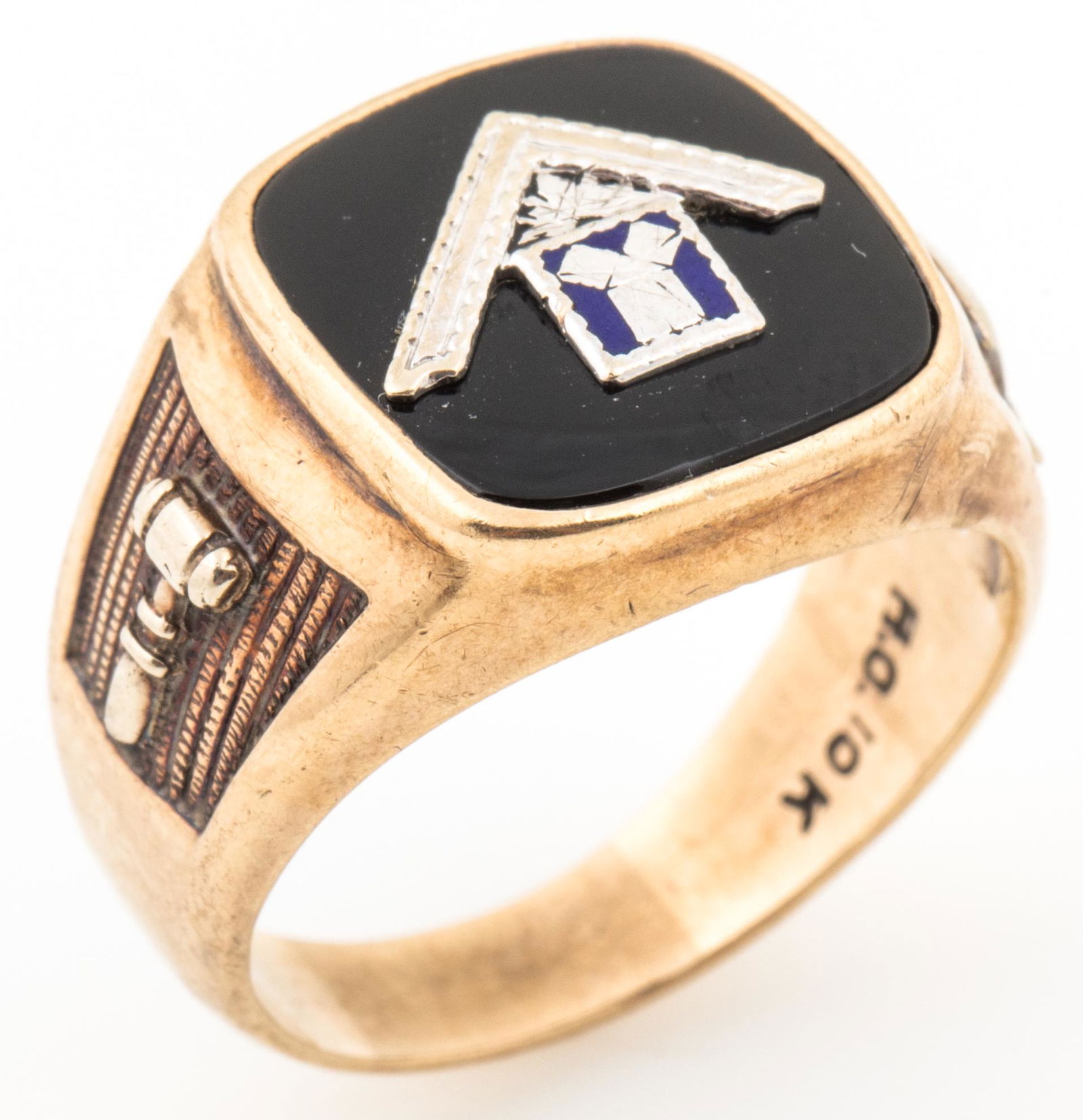 10K YELLOW GOLD & ONYX MASONIC RING (1 of 4)