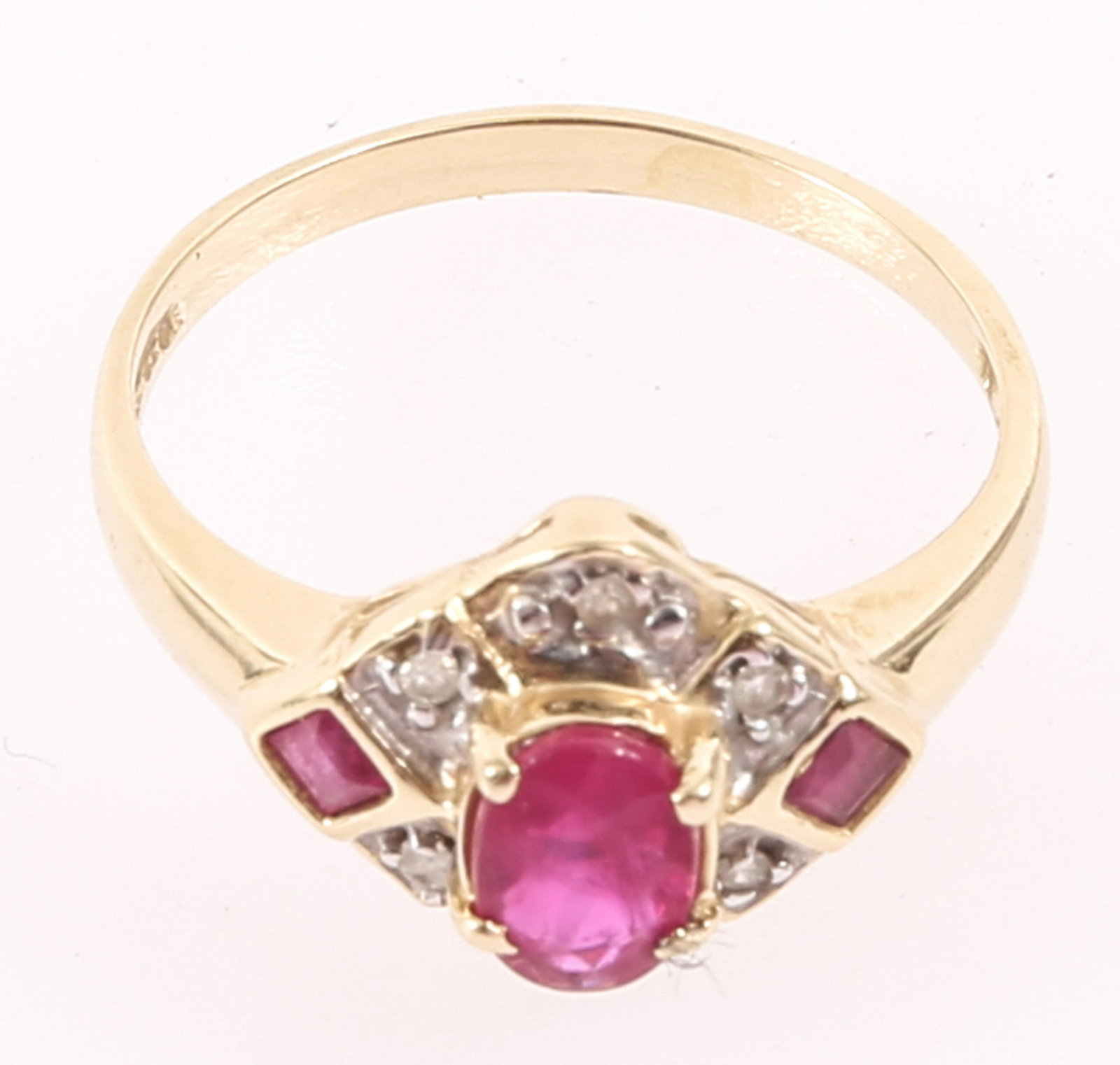 LADIES 14K YELLOW GOLD DIAMOND RUBY RING (1 of 4)