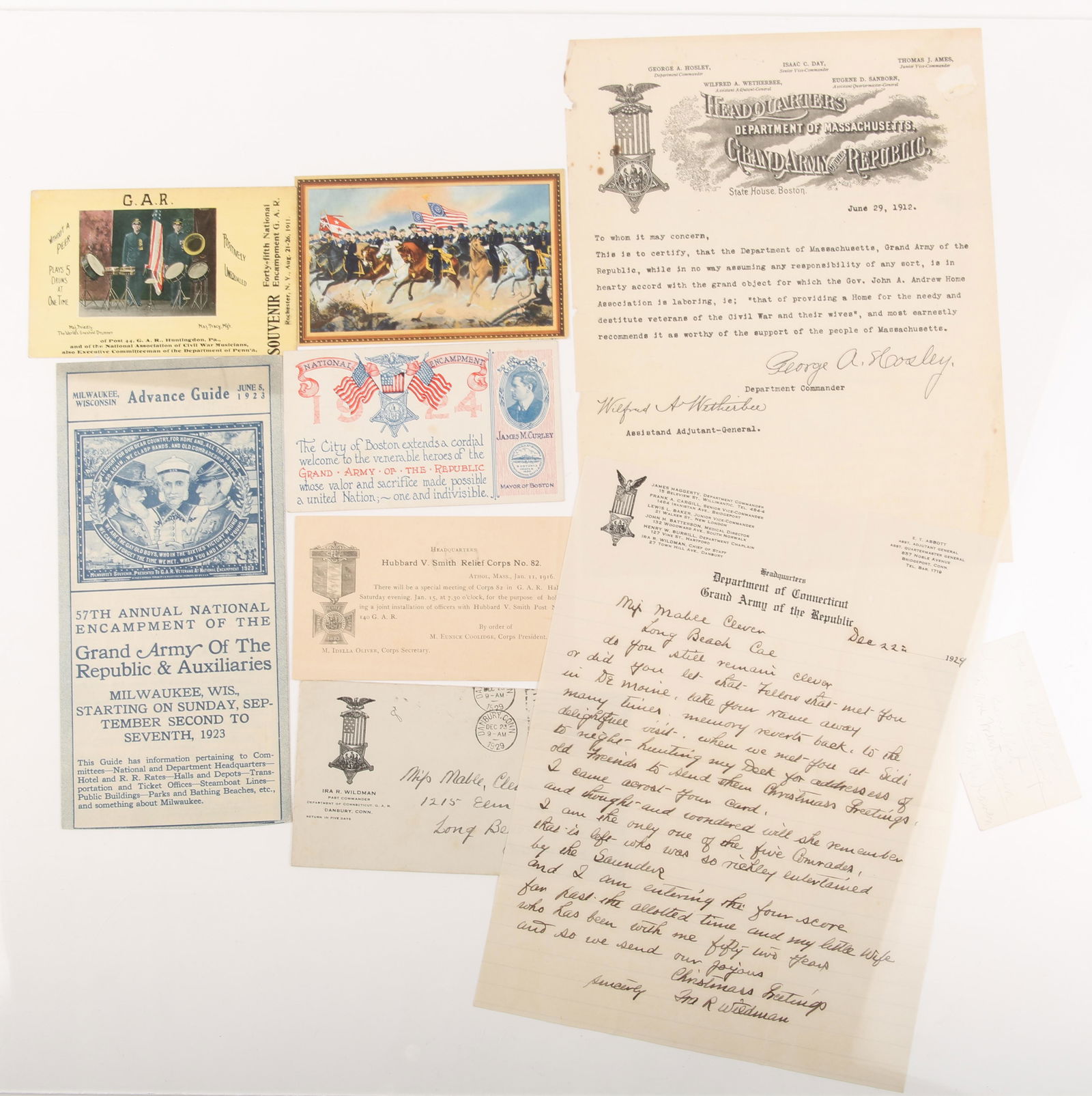 EARLY 20TH C. GAR EPHEMERA POSTCARDS, GUIDE & LETTERS (1 of 7)
