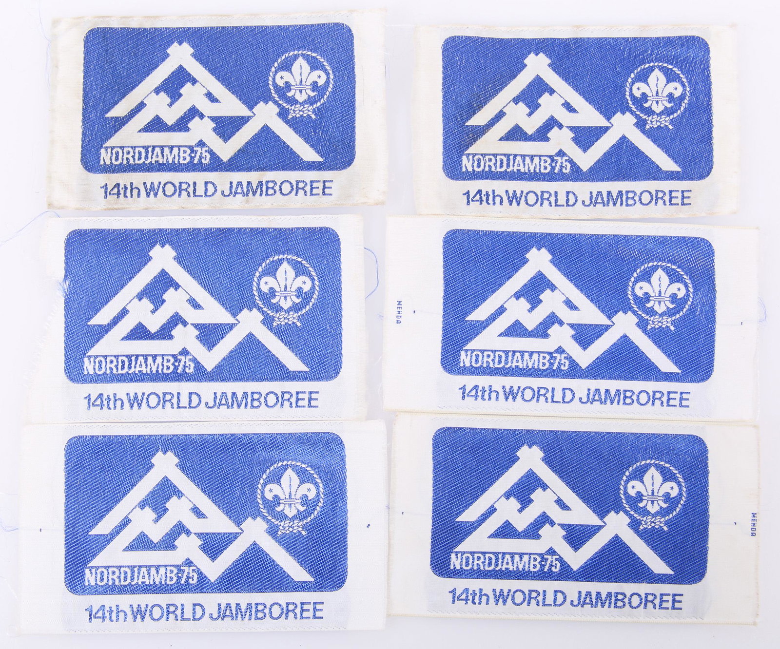1975 BOY SCOUTS NORDJAMB 14TH WORLD JAMBOREE PATCHES: 1975 BOY SCOUTS NORDJAMB 14TH WORLD JAMBOREE PATCHES Lot of six 1975 Boy Scouts of America NordJamb 14th World Jamboree participant patches. 