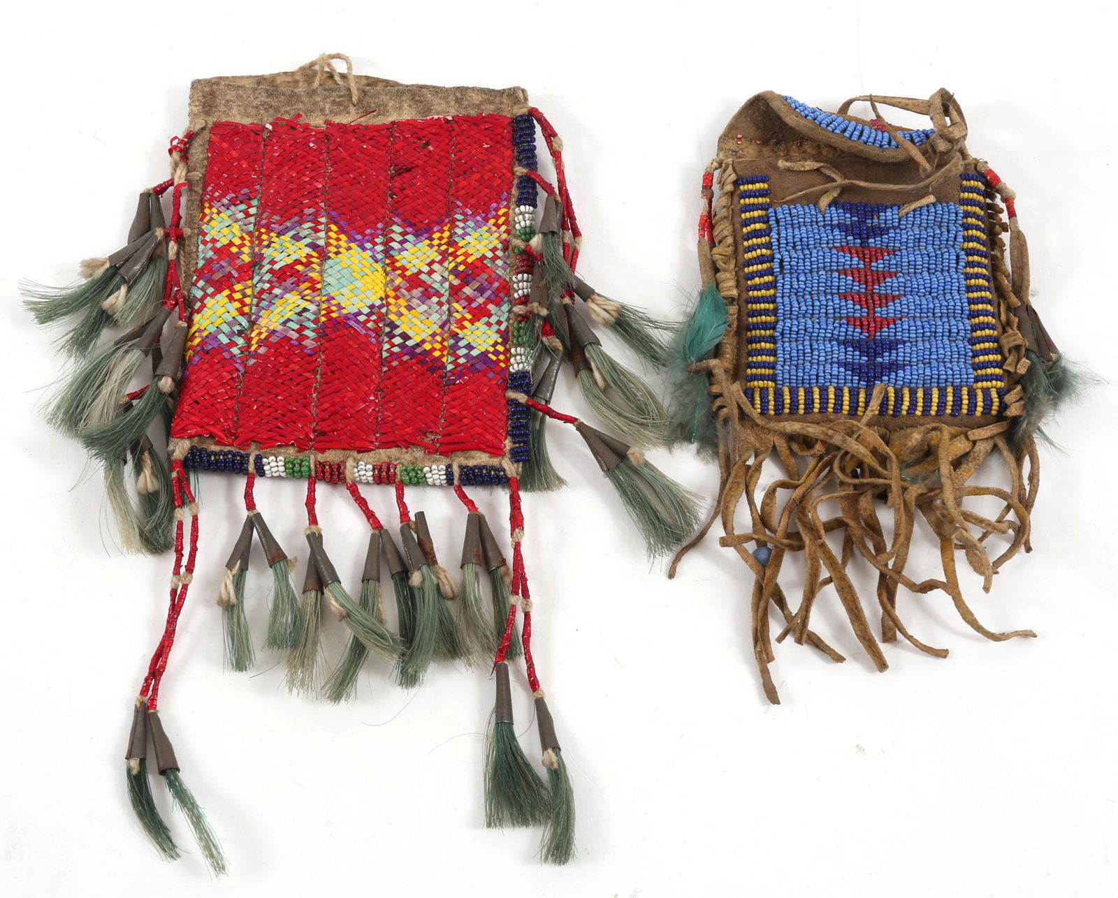 LATE 19TH C. NATIVE AMERICAN BEAD AND QUILLWORK POUCHES (1 of 7)