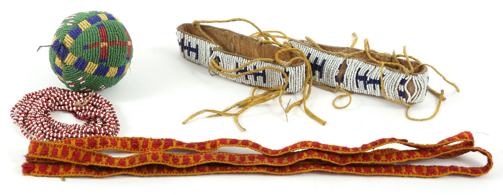 LATE 19TH C. NATIVE AMERICAN BEADED & WOVEN TRADE GOODS (1 of 5)