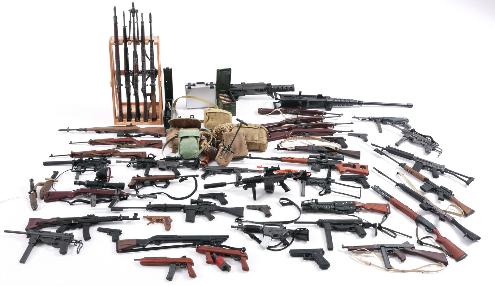 MINIATURE GUN & GEAR MODELS: MINIATURE GUN & GEAR MODELS Miniature gun and gear models, includes: Miniature gun rack Ammo cans Ammo Wide variety of long and short barrel miniature guns