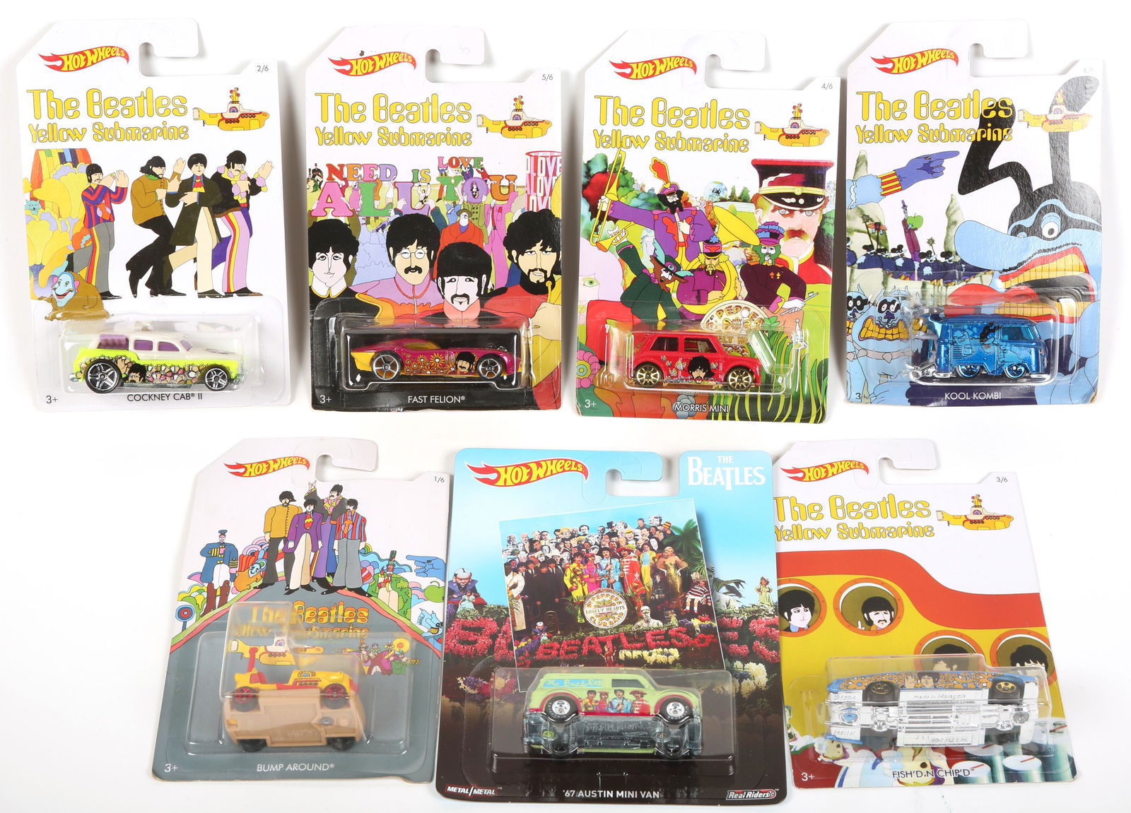 BEATLES THEMED HOT WHEELS CARS LOT OF 7 (1 of 4)
