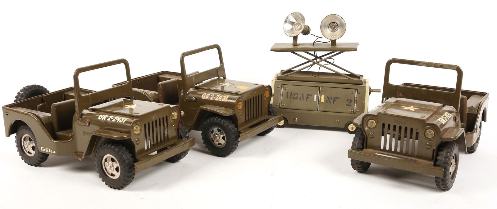 TONKA GR 2-2431 MILITARY TOY JEEPS & TRAILER LOT OF 4 (1 of 4)