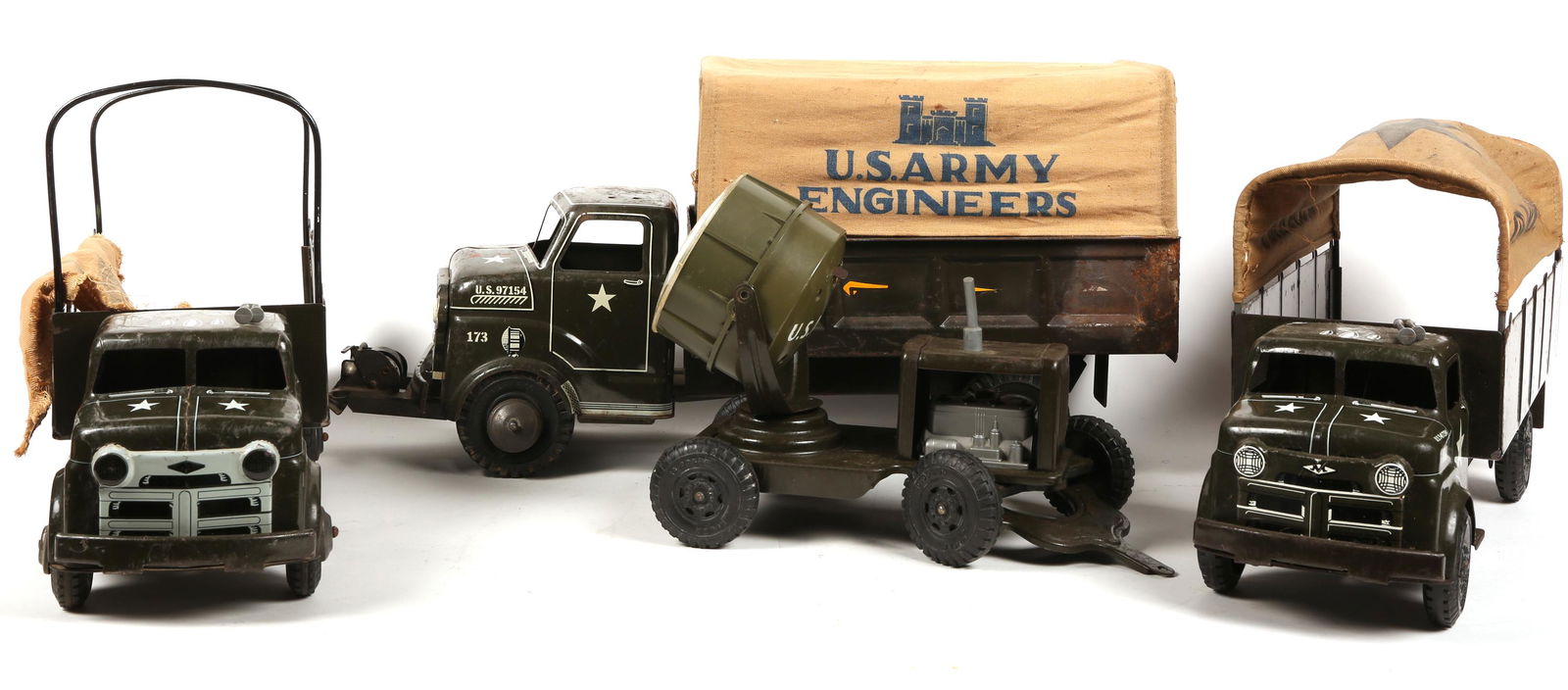 MARX TIN TOY MILITARY TRUCK & TRAILER LOT OF 4 (1 of 5)