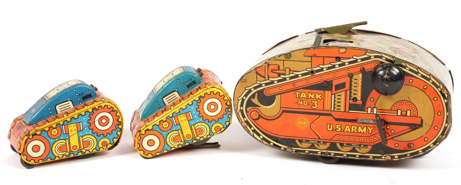 MARX TOY COMPANY TIN TOY TANK LOT OF 3 (1 of 3)