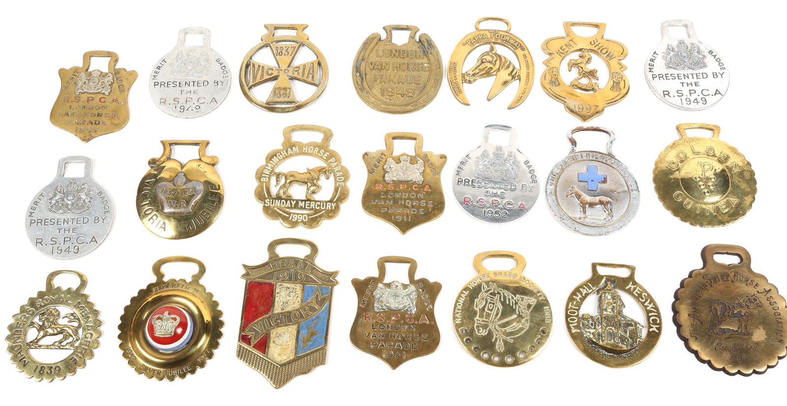 19TH & 20TH C. ENGRAVED & DATED HORSE BRASSES LOT (1 of 3)