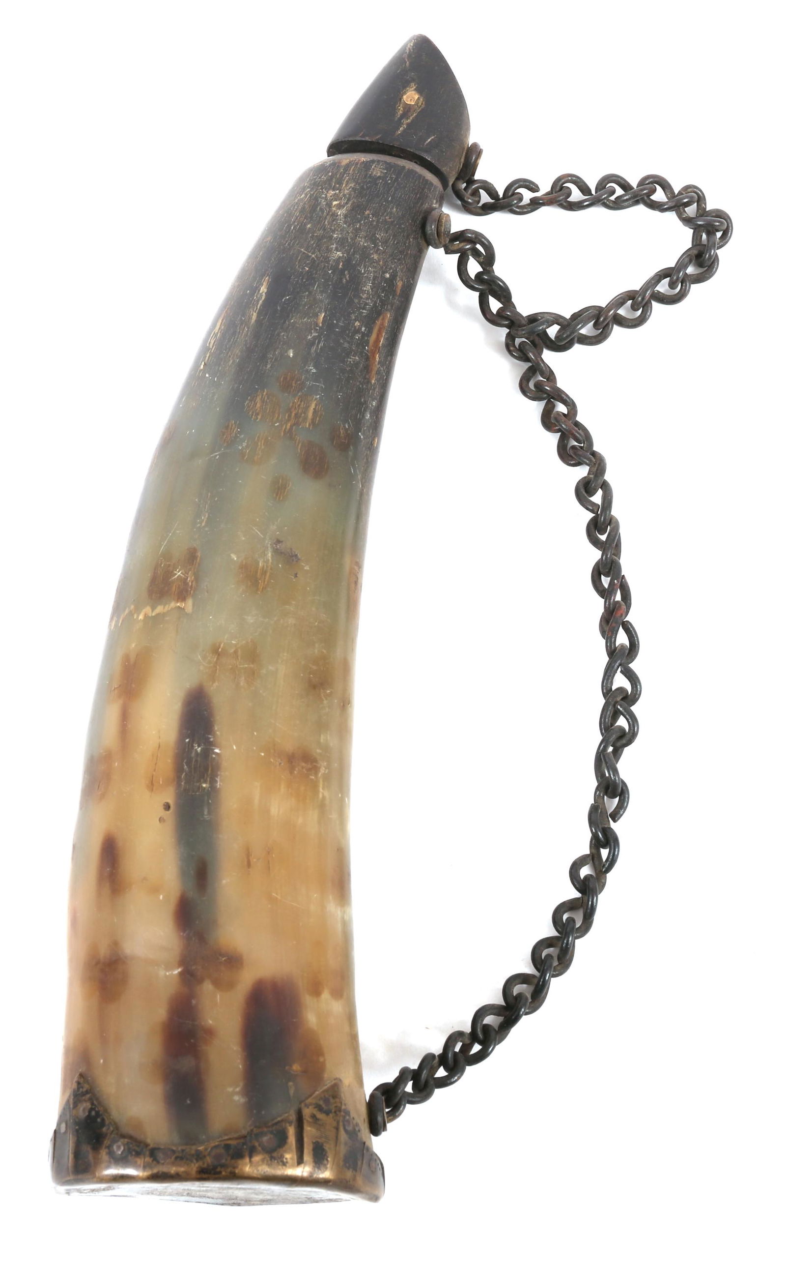 LATE 18th C. HORN POWDER FLASK (1 of 5)